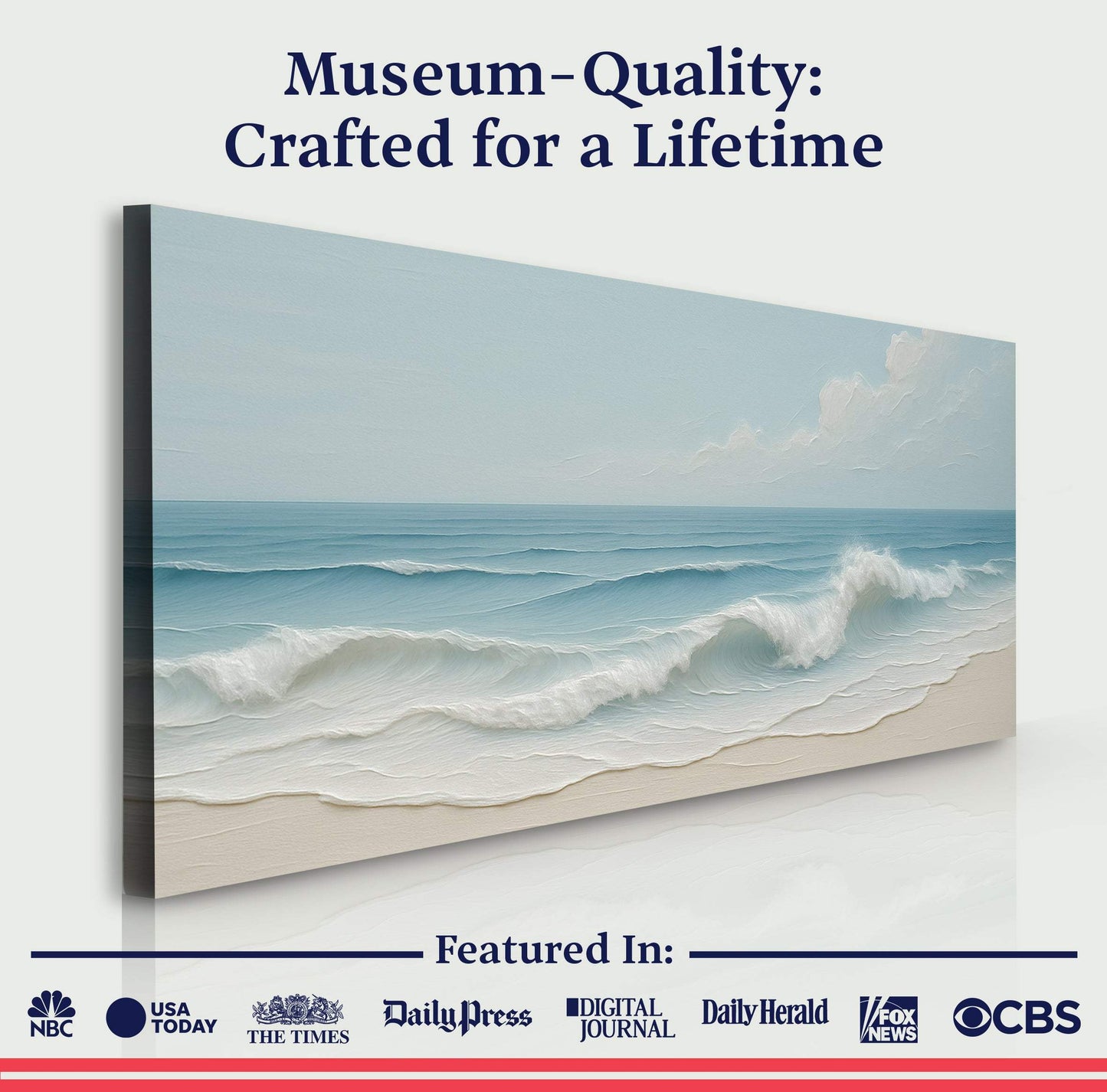 Serene Ocean Wave Coastal Wall Art VIII - Tailored Canvases - Flyclothing LLC