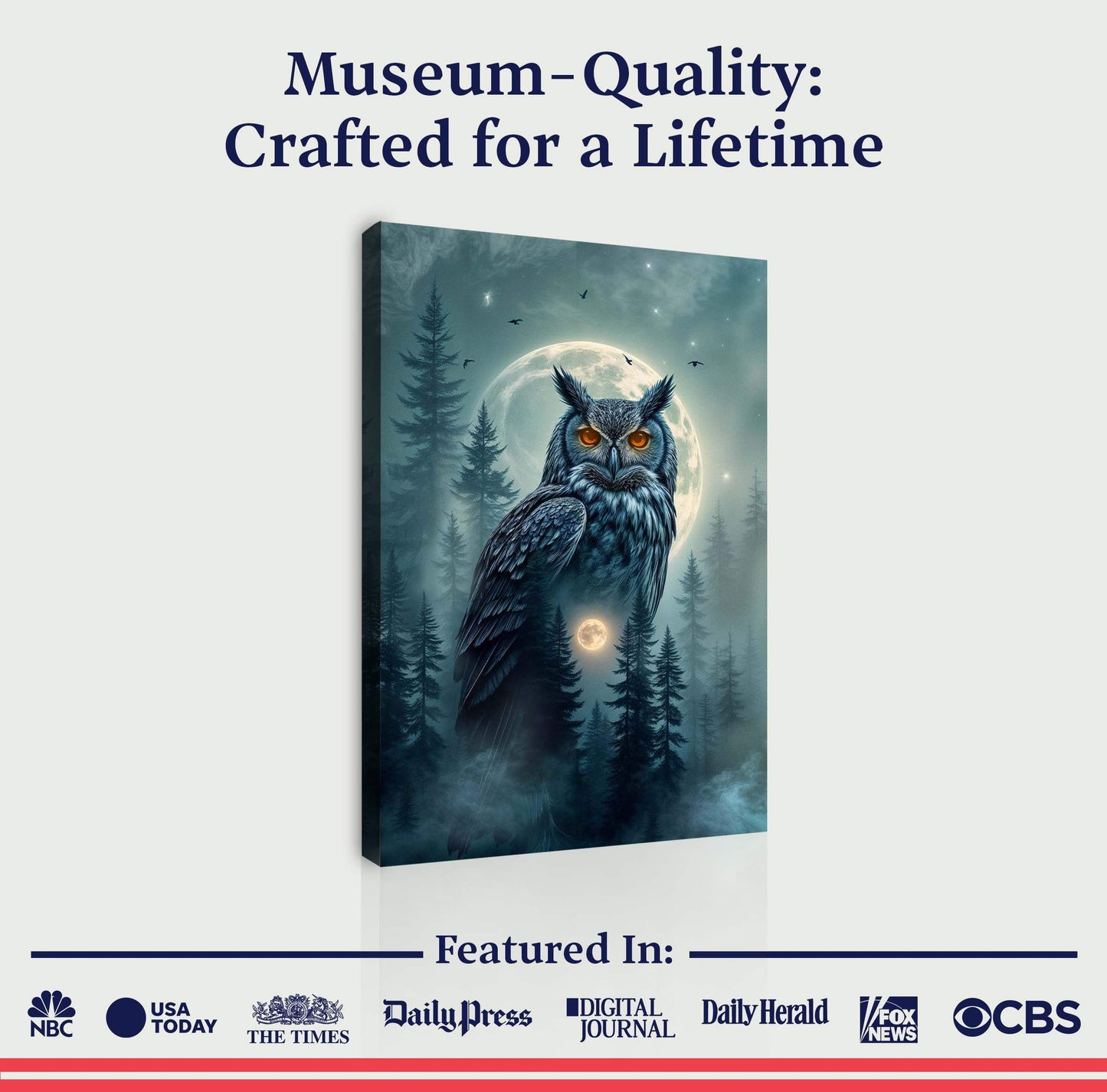 Owl Double Exposure Wall Art II - Tailored Canvases - Flyclothing LLC