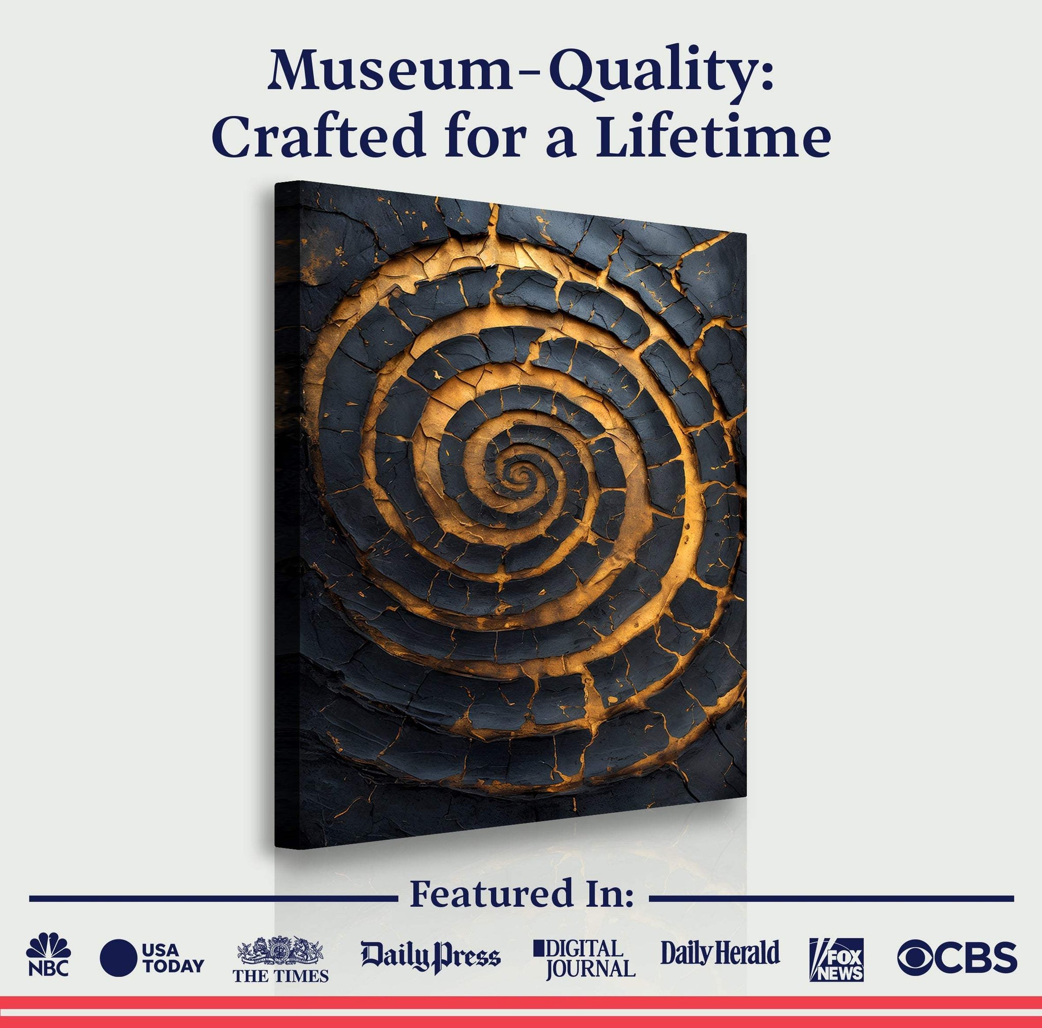 Black and Gold Spiral Wall Art - Tailored Canvases - Flyclothing LLC