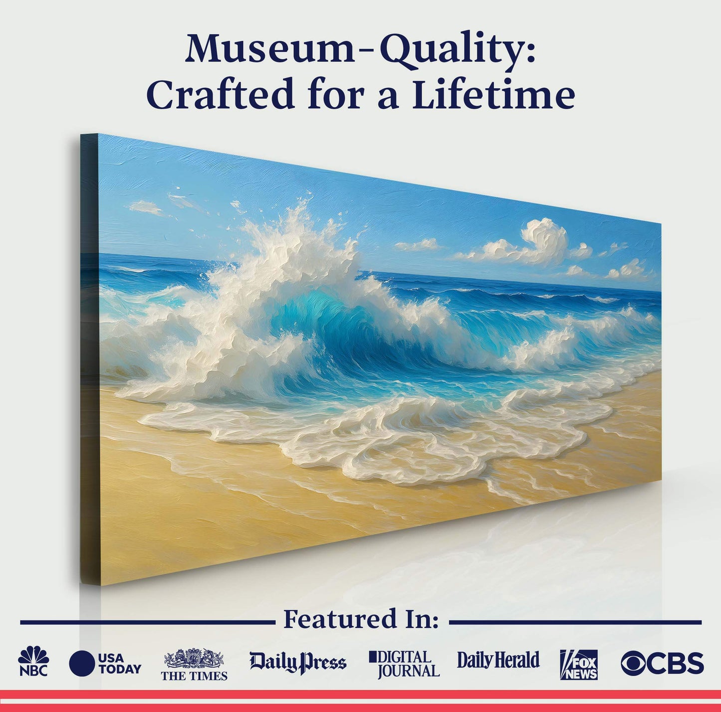 Serene Ocean Wave Coastal Wall Art V - Tailored Canvases - Flyclothing LLC