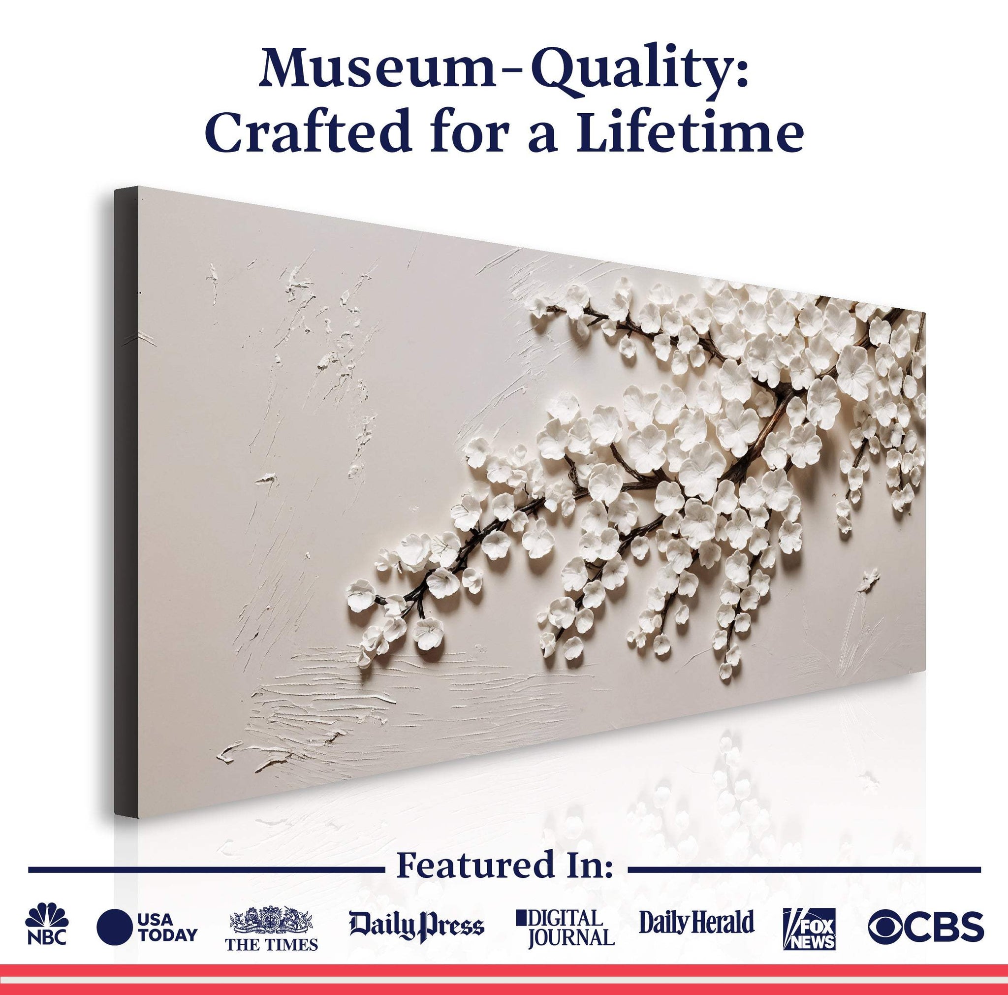 White Cherry Blossom Wall Art - Tailored Canvases - Flyclothing LLC