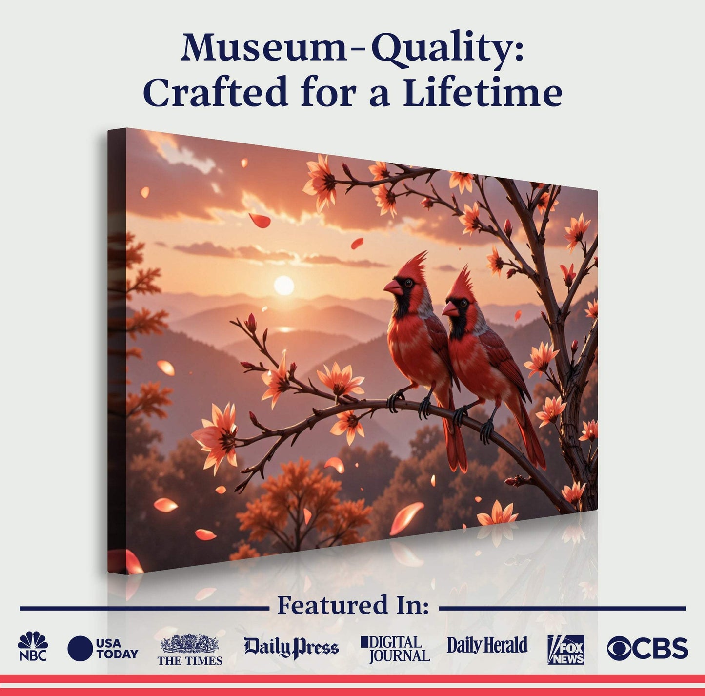 3D Cardinals Wall Art III - Tailored Canvases - Flyclothing LLC