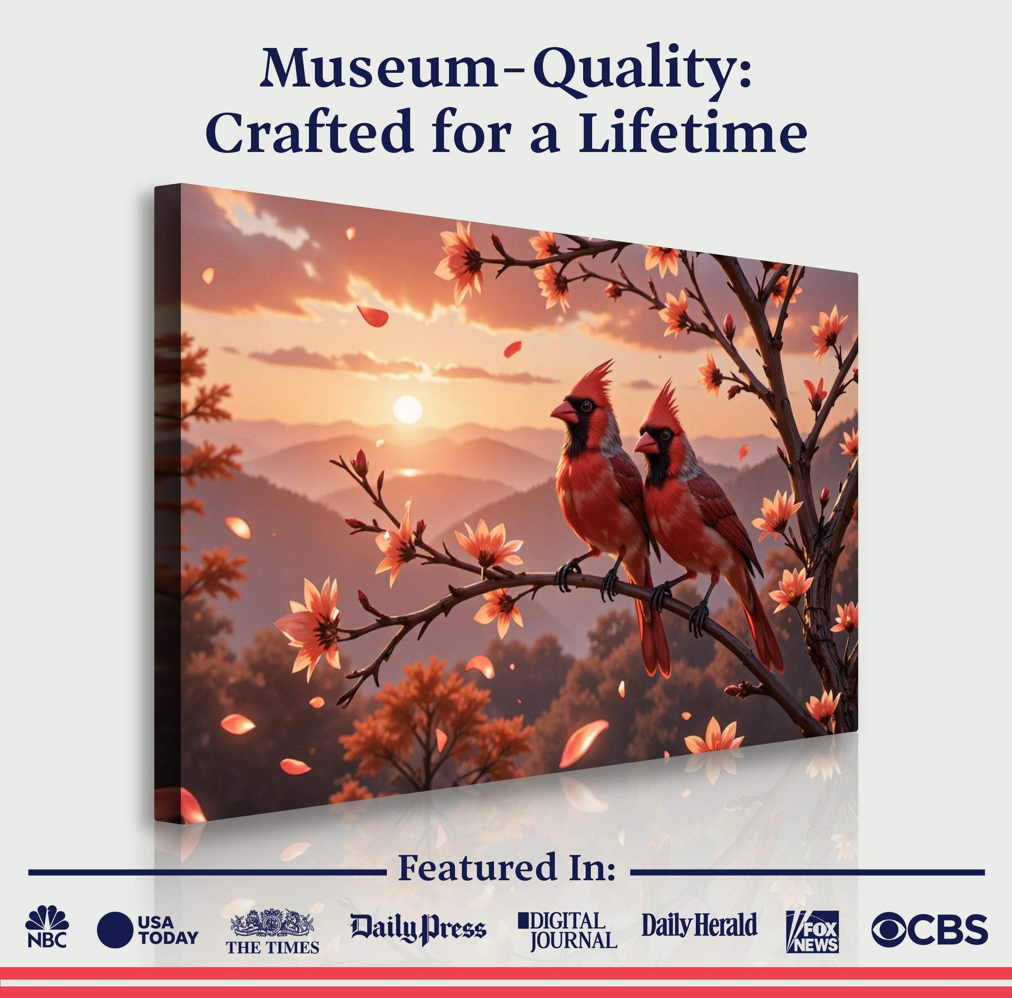 3D Cardinals Wall Art III - Tailored Canvases - Flyclothing LLC