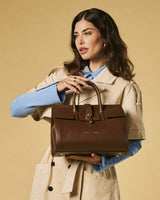 Oriana (brown) - Italian calf leather women's handbag (with shoulder strap)