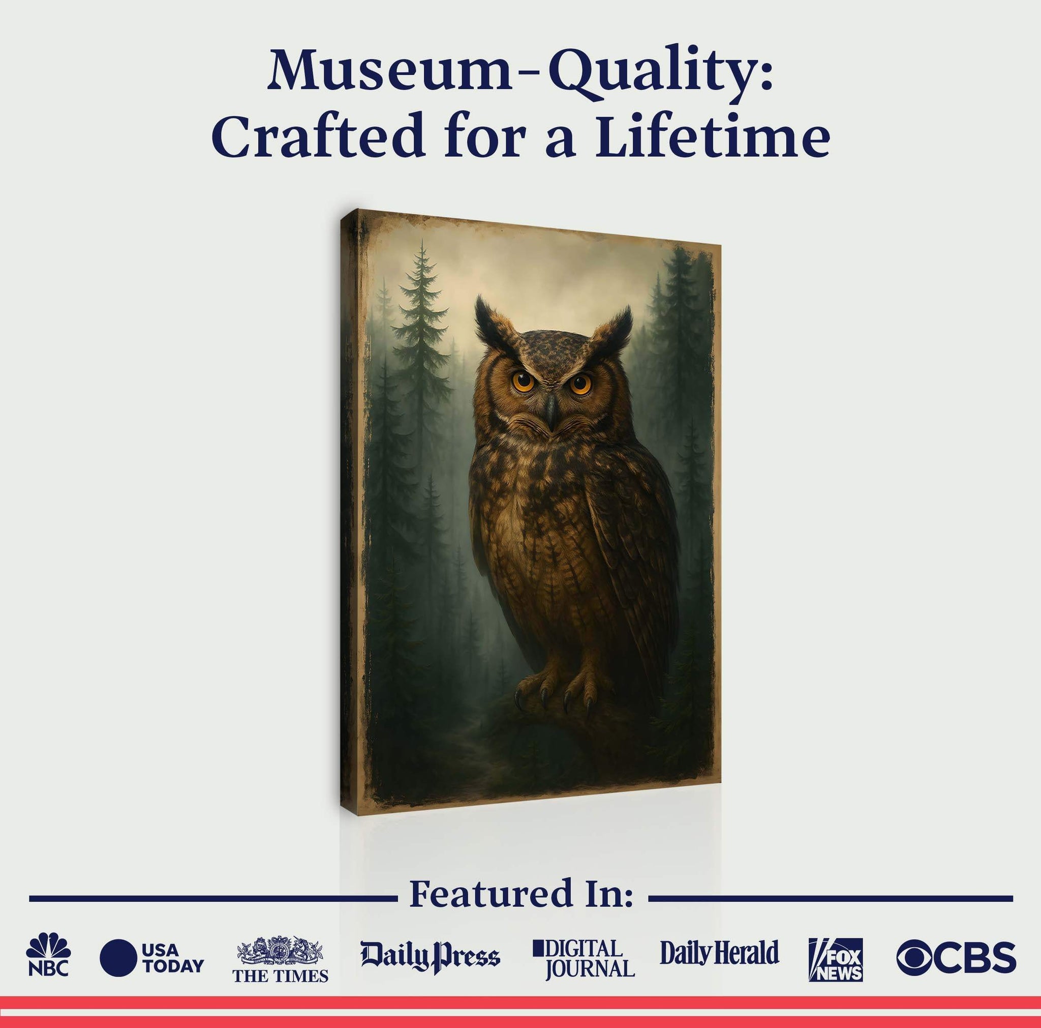 Watcher Of The Woods Owl Wall Art - Tailored Canvases - Flyclothing LLC