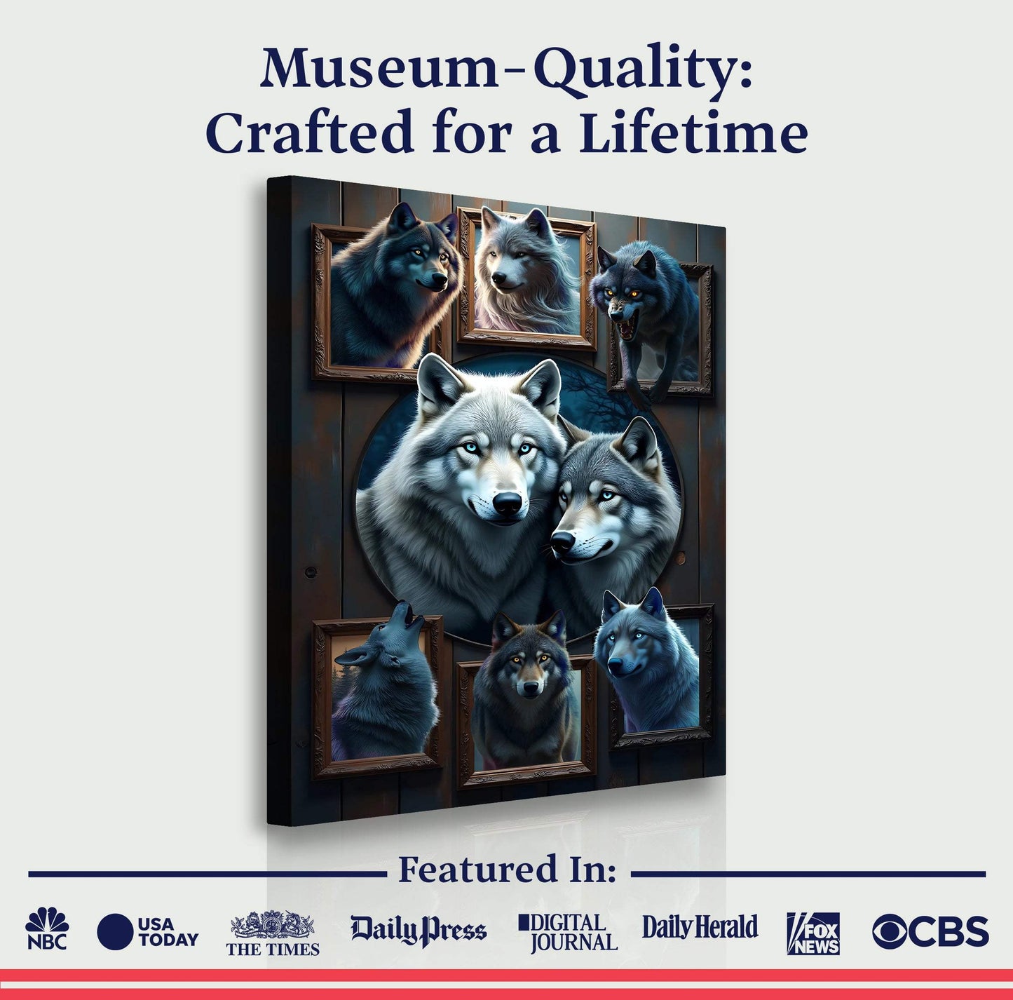 3D Wolf Collage Wall Art II - Tailored Canvases - Flyclothing LLC