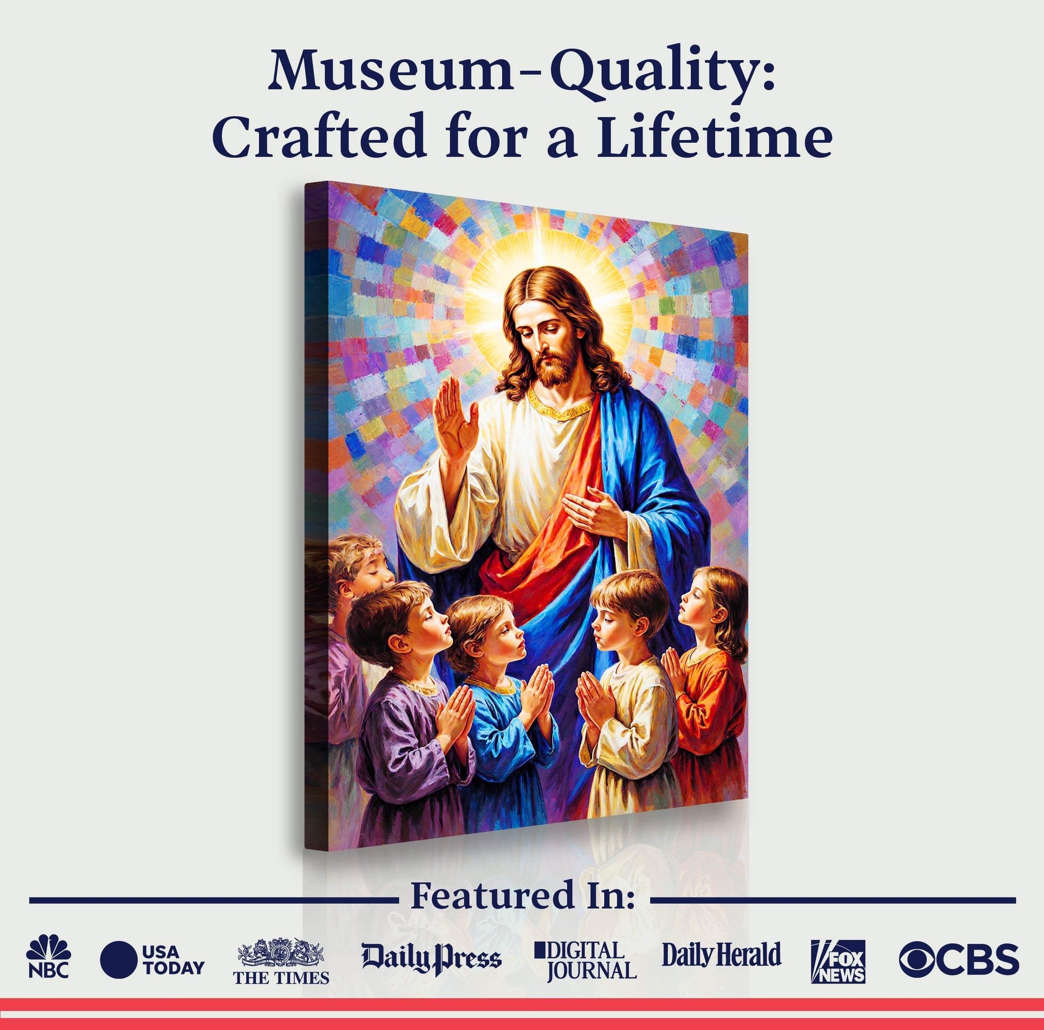 Jesus Praying With Kids Faith Wall Art - Tailored Canvases - Flyclothing LLC