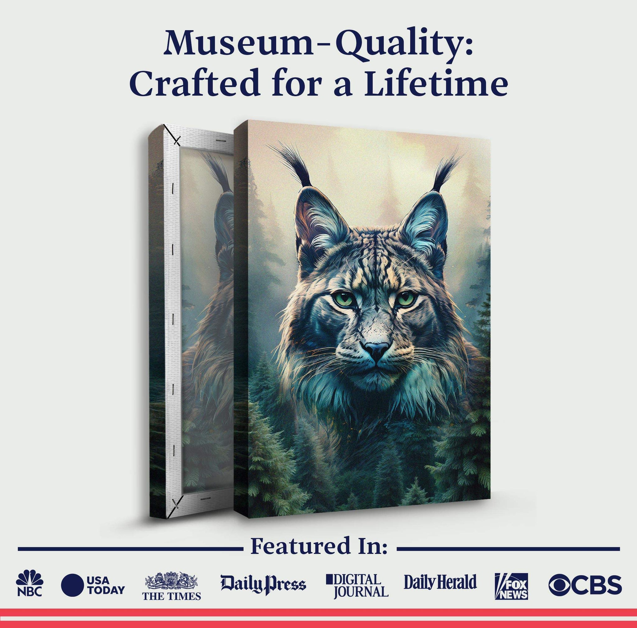 Lynx Double Exposure Wall Art - Tailored Canvases - Flyclothing LLC