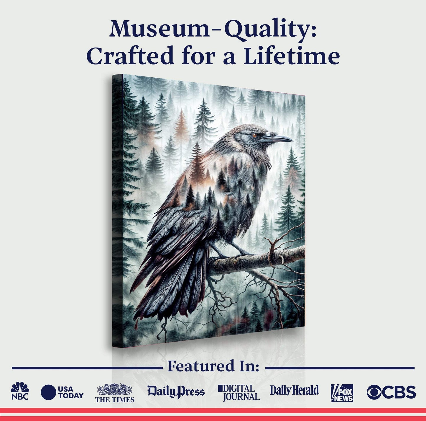 Crow Double Exposure Wall Art - Tailored Canvases - Flyclothing LLC