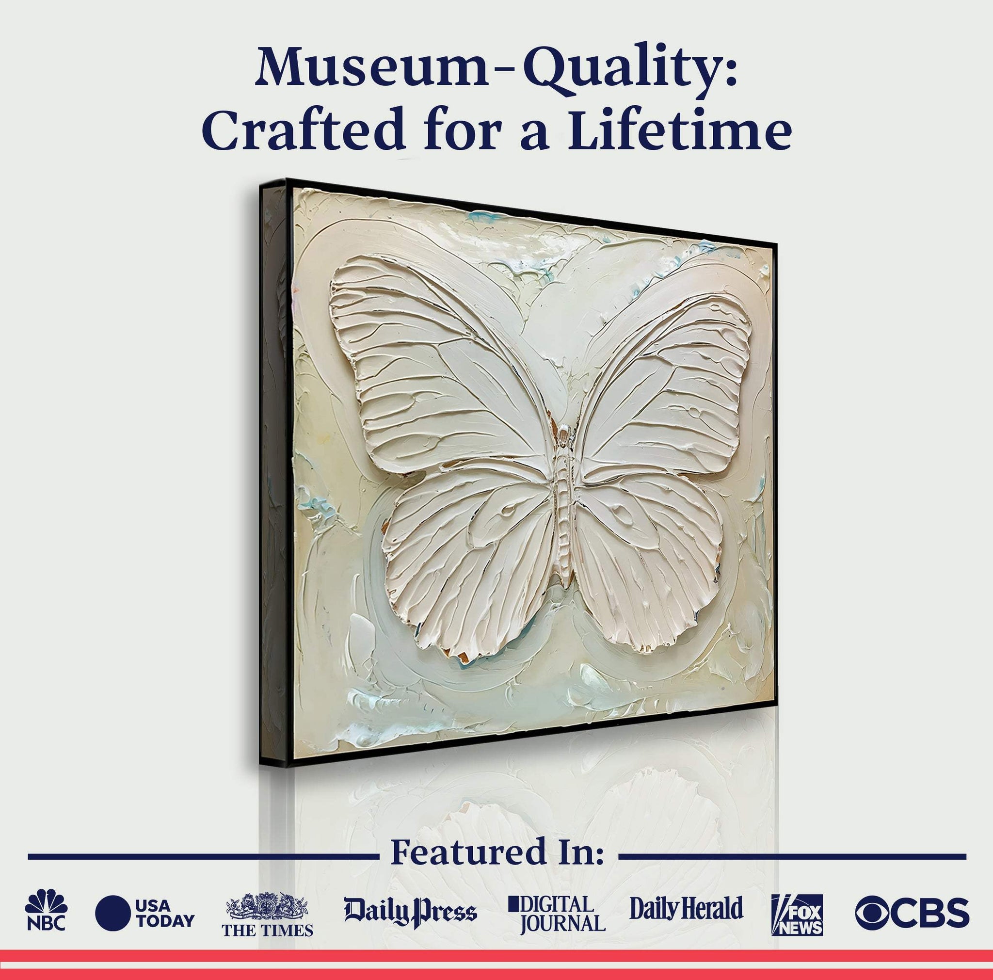 3D White Butterfly Wall Art - Tailored Canvases - Flyclothing LLC