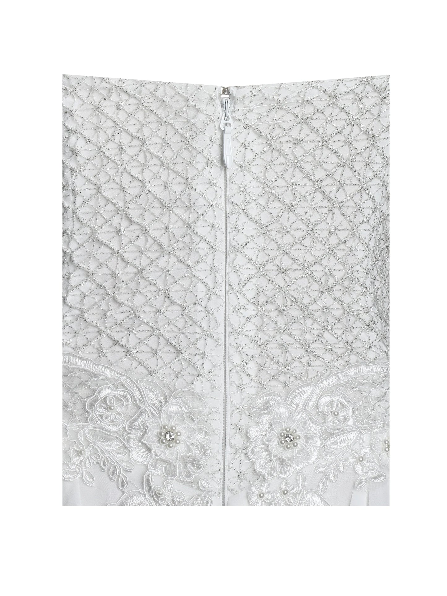 Fabiola Lace Trim Silver Net Top Mini Flare Chiffon Dress - Miss Circle - Flyclothing LLC