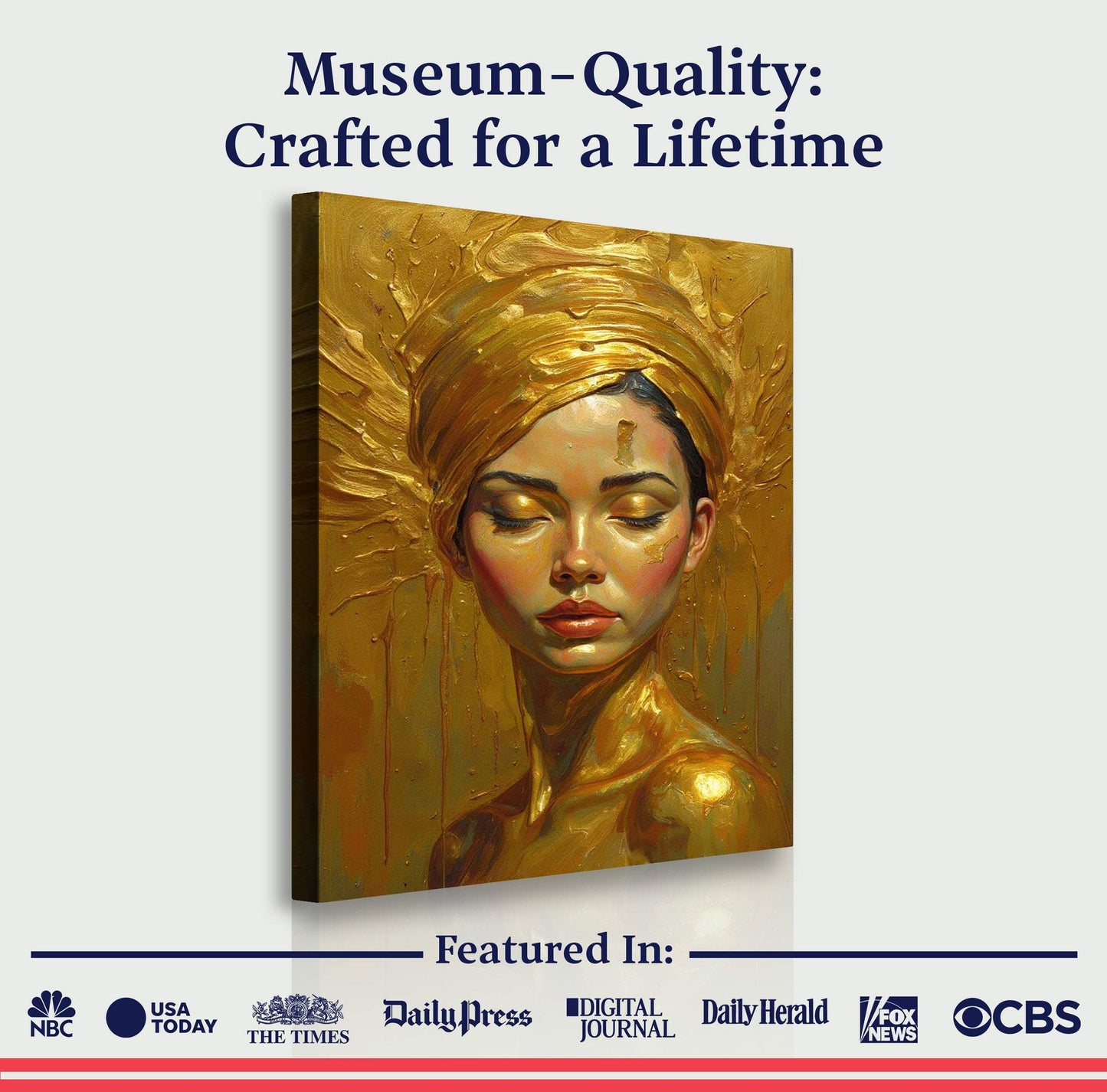 Woman's Golden Serenity Wall Art - Tailored Canvases - Flyclothing LLC