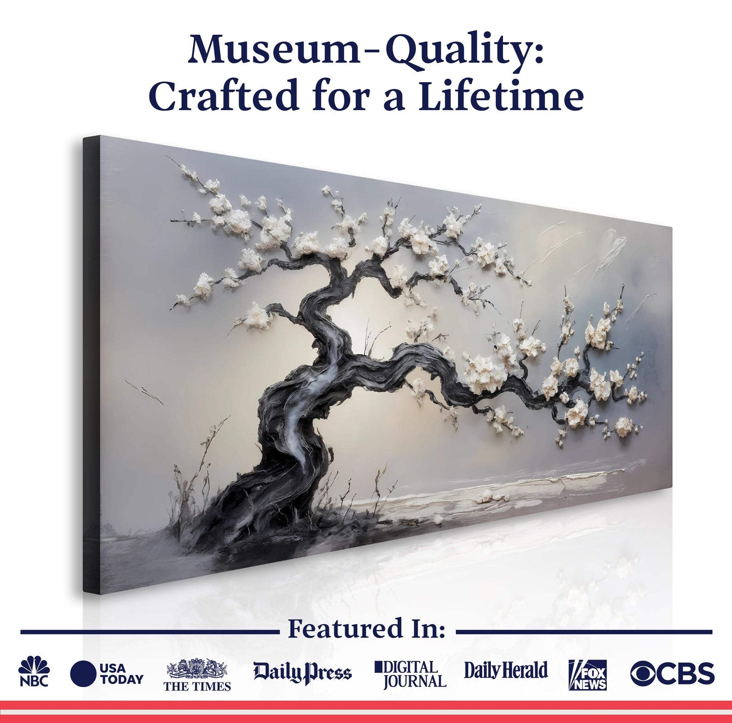 White Blossom Wall Art - Tailored Canvases - Flyclothing LLC