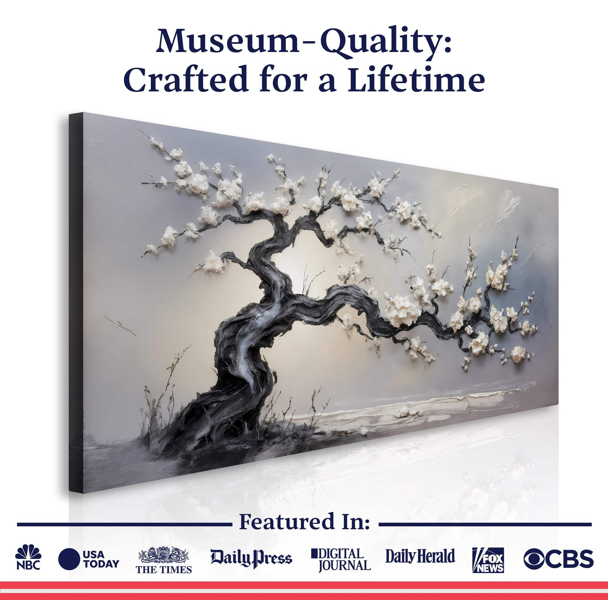 White Blossom Wall Art - Tailored Canvases - Flyclothing LLC
