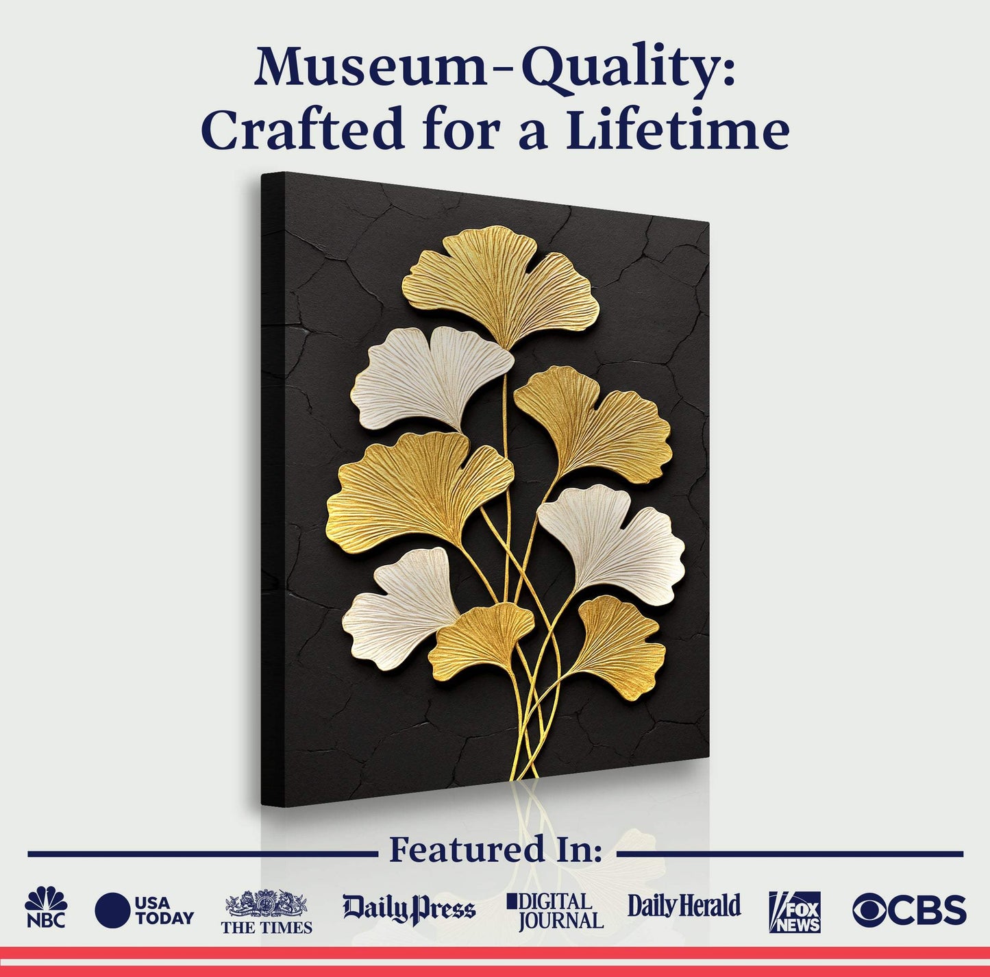 Golden Ginkgo Wall Art - Tailored Canvases - Flyclothing LLC