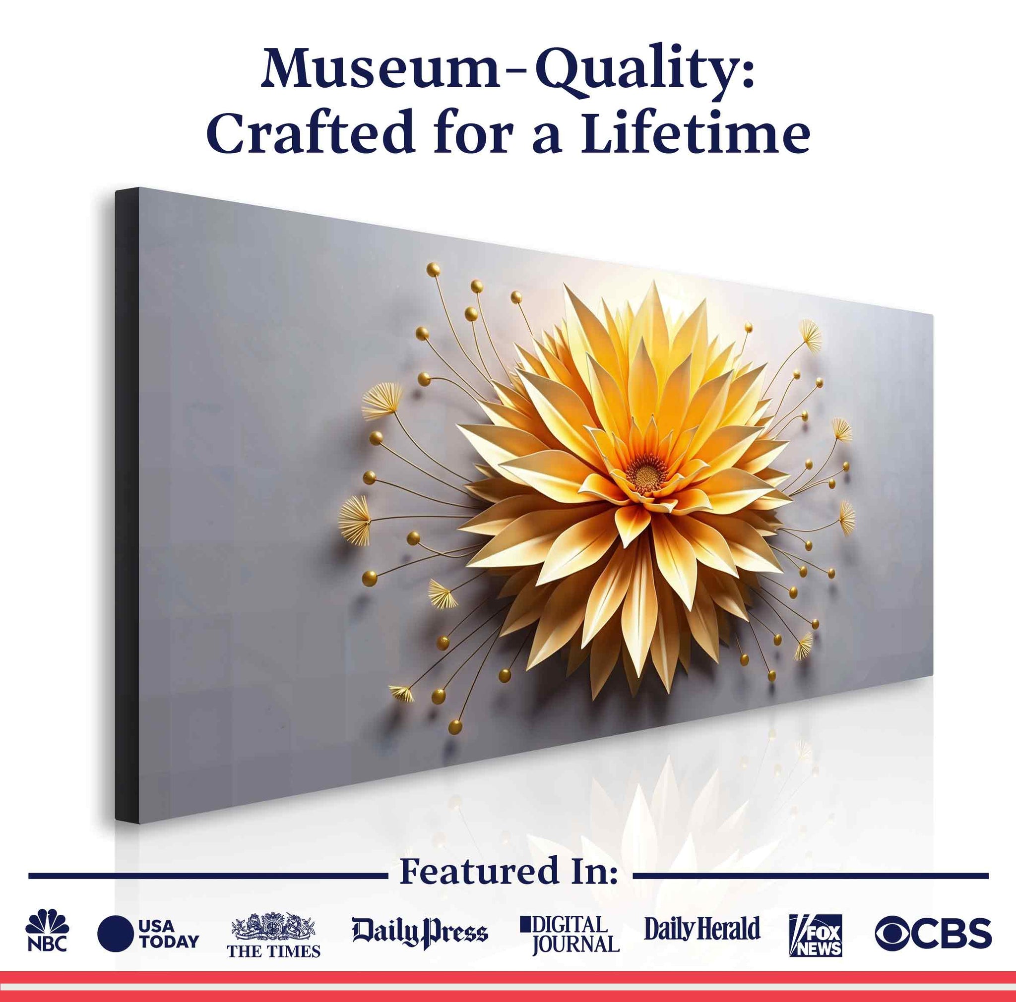 Golden Dandelion Minimalist Abstract Wall Art - Tailored Canvases - Flyclothing LLC