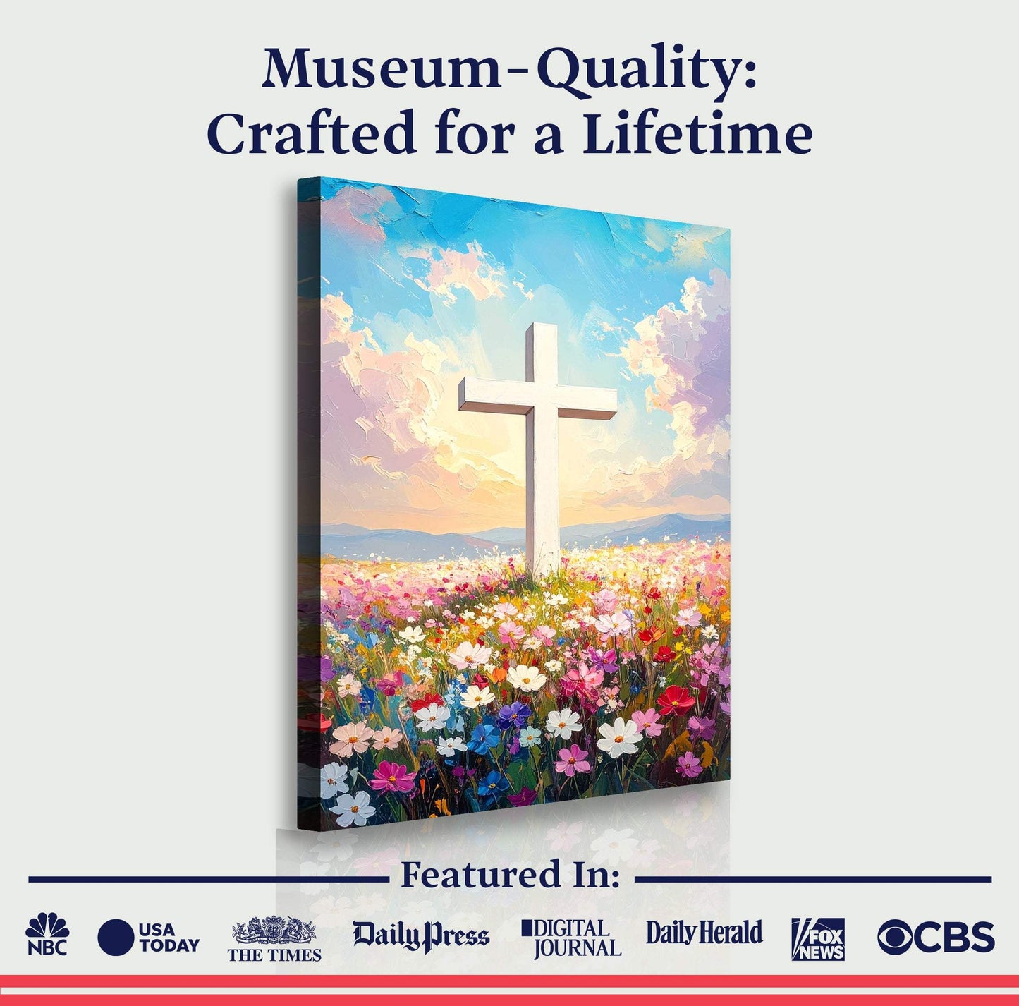 Cross Floral Field Faith Wall Art - Tailored Canvases - Flyclothing LLC