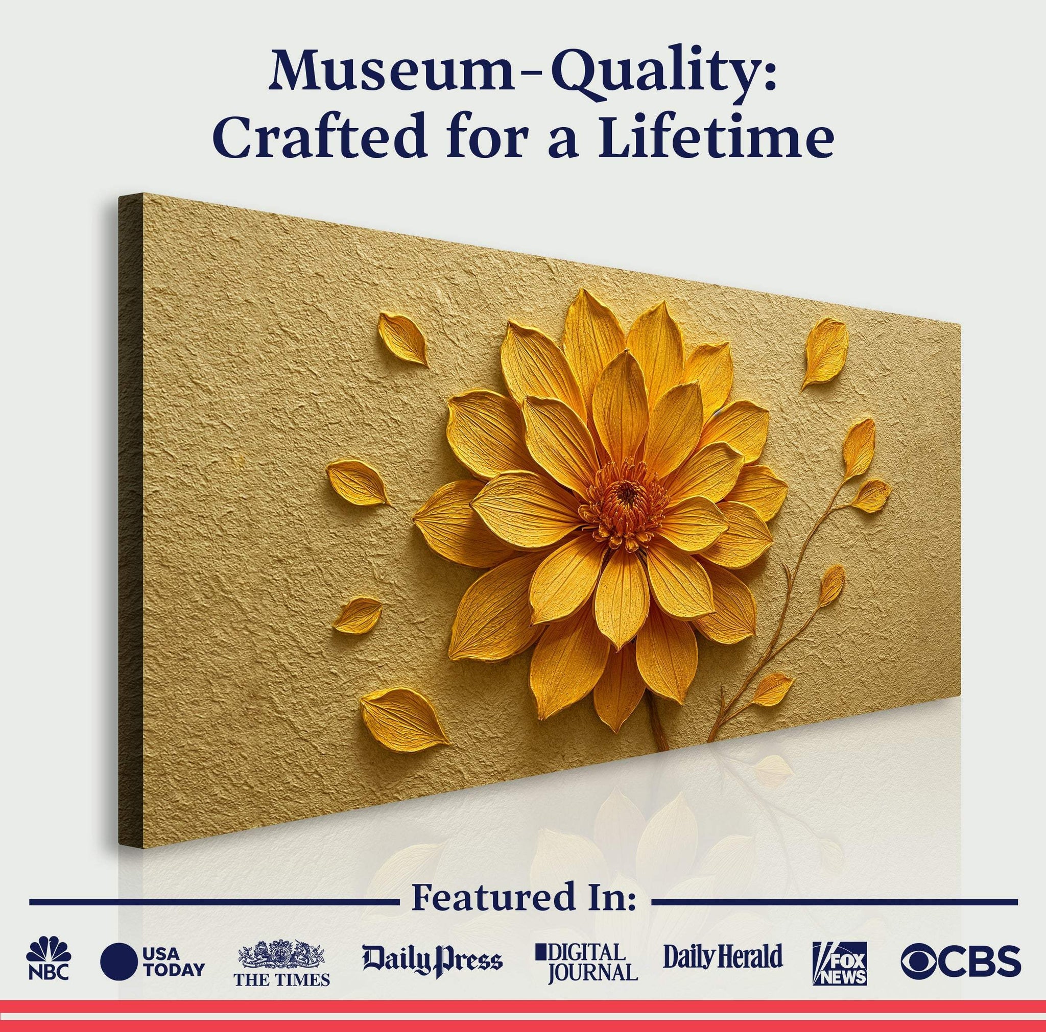 Golden Dandelion Minimalist Abstract Wall Art IV - Tailored Canvases - Flyclothing LLC