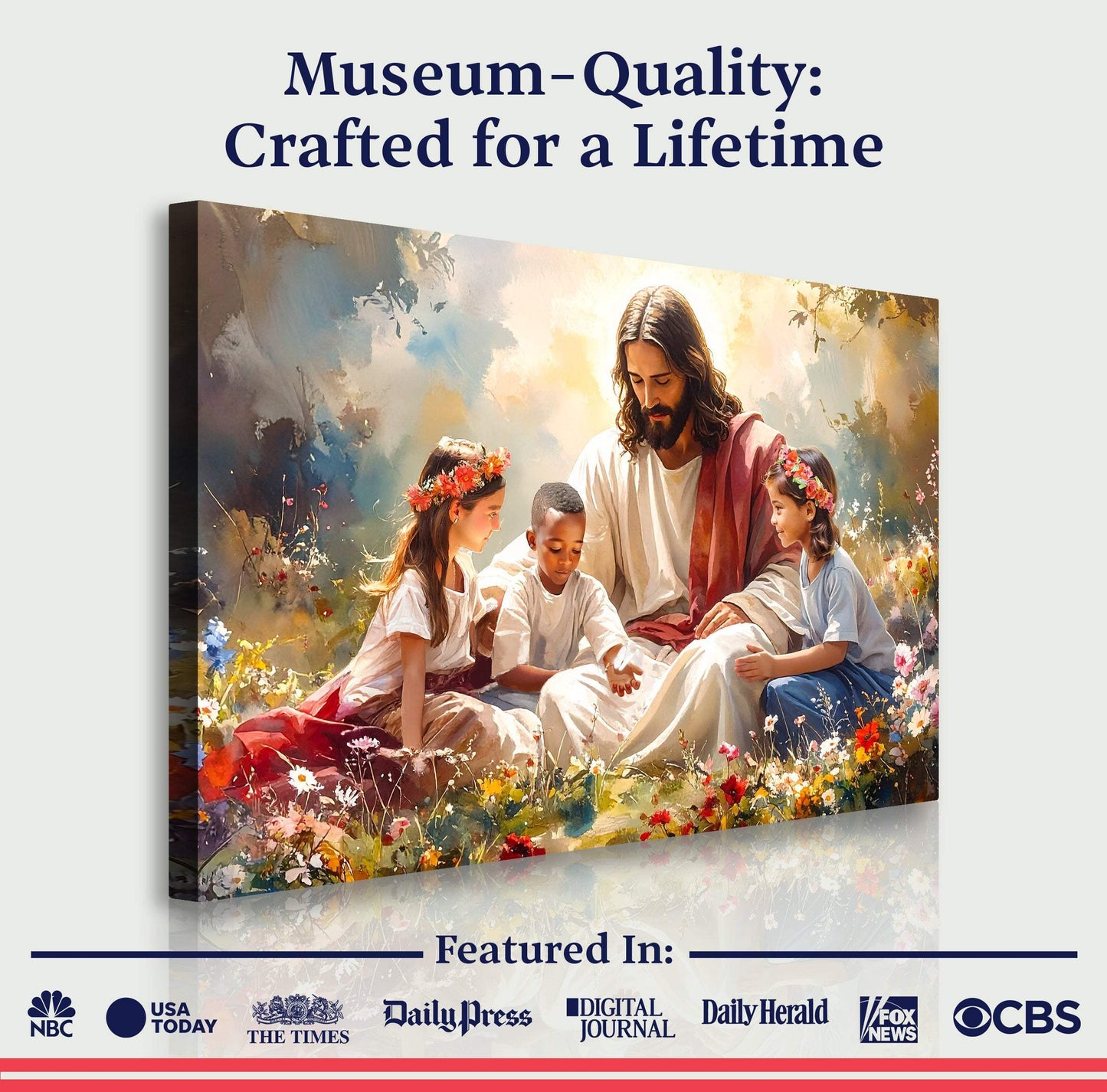 Jesus With Children Faith Wall Art IX - Tailored Canvases - Flyclothing LLC