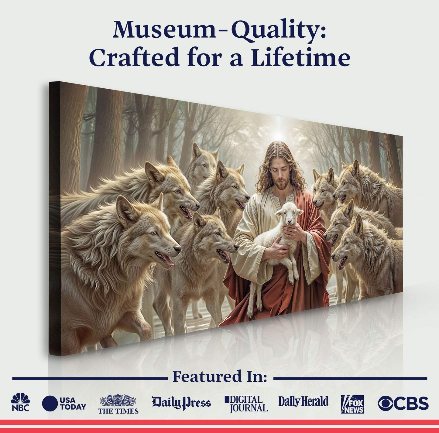Jesus Protects The Lamb From Wolves Faith Wall Art II - Tailored Canvases - Flyclothing LLC