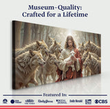 Jesus Protects The Lamb From Wolves Faith Wall Art II - Tailored Canvases - Flyclothing LLC