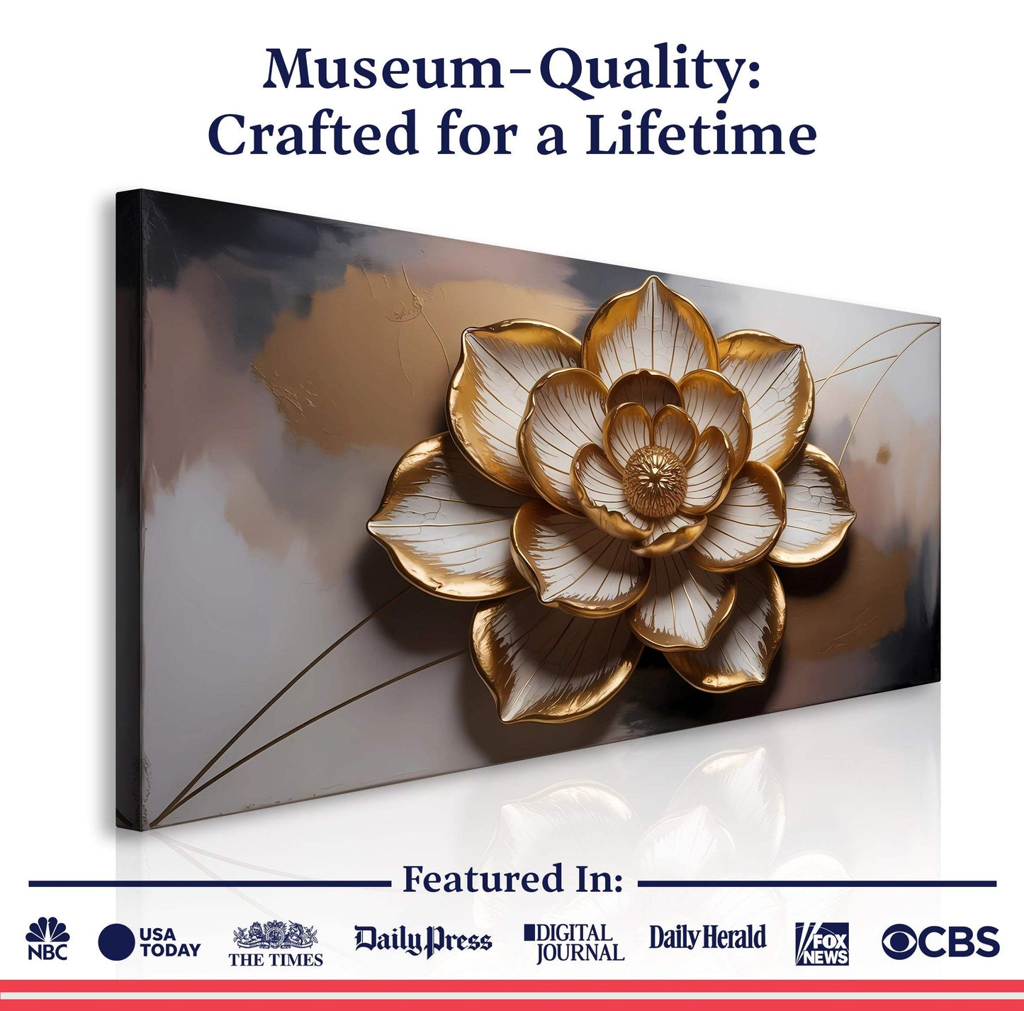Golden Lotus Minimalist Abstract Wall Art - Tailored Canvases - Flyclothing LLC