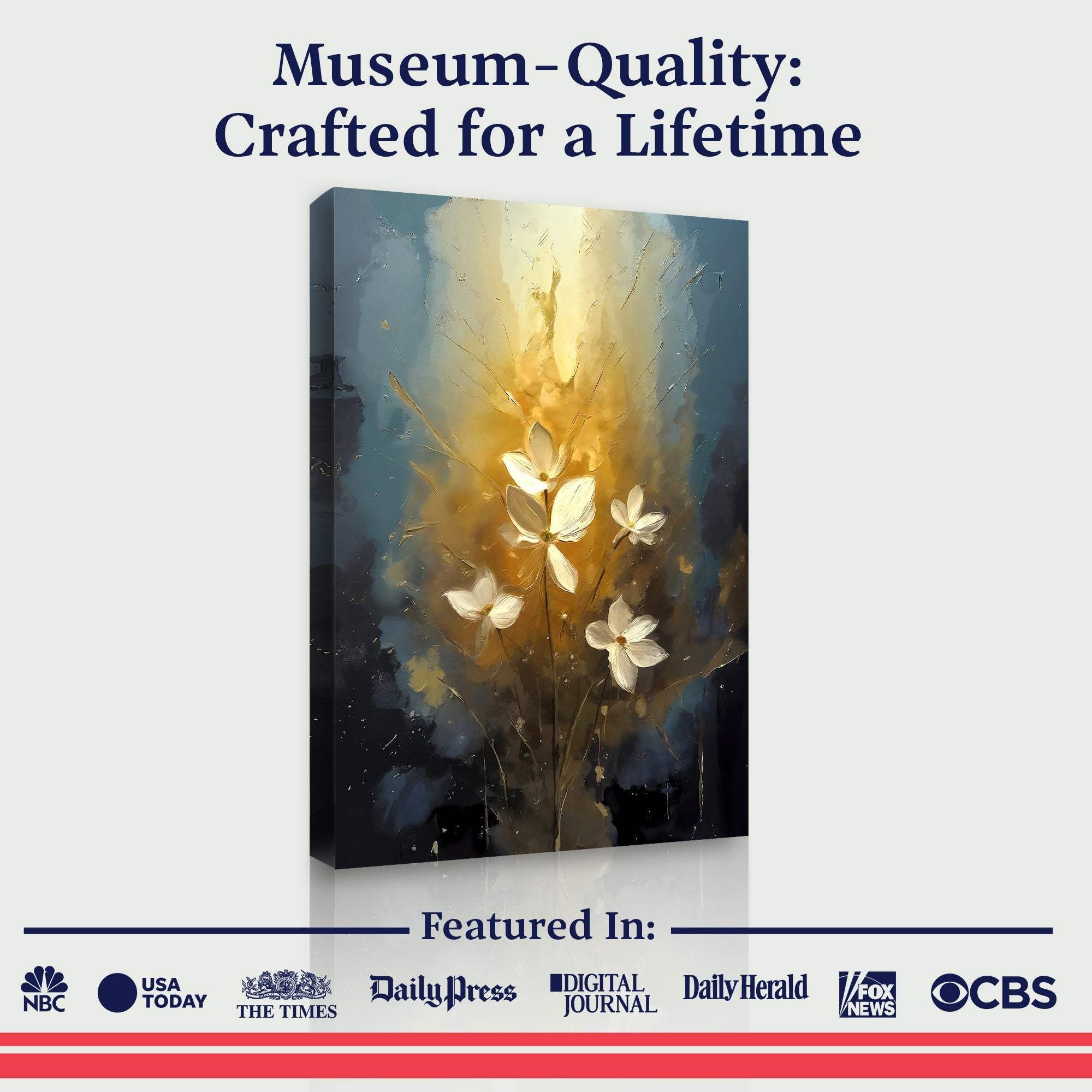 Golden Glow Elegant Flower Wall Art - Tailored Canvases - Flyclothing LLC