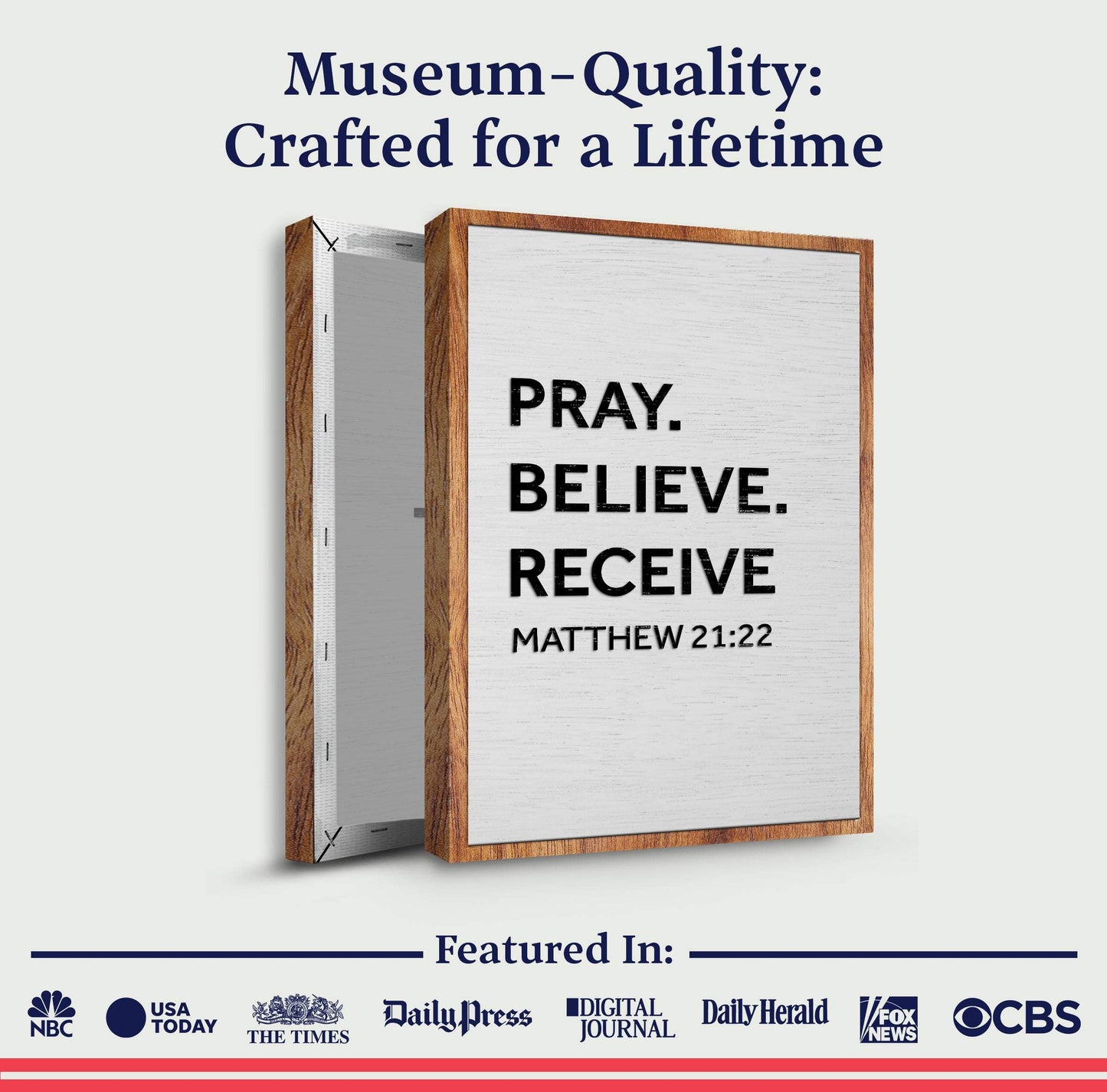 Matthew 21:22 - Pray Believe Receive Faith Sign - Tailored Canvases - Flyclothing LLC