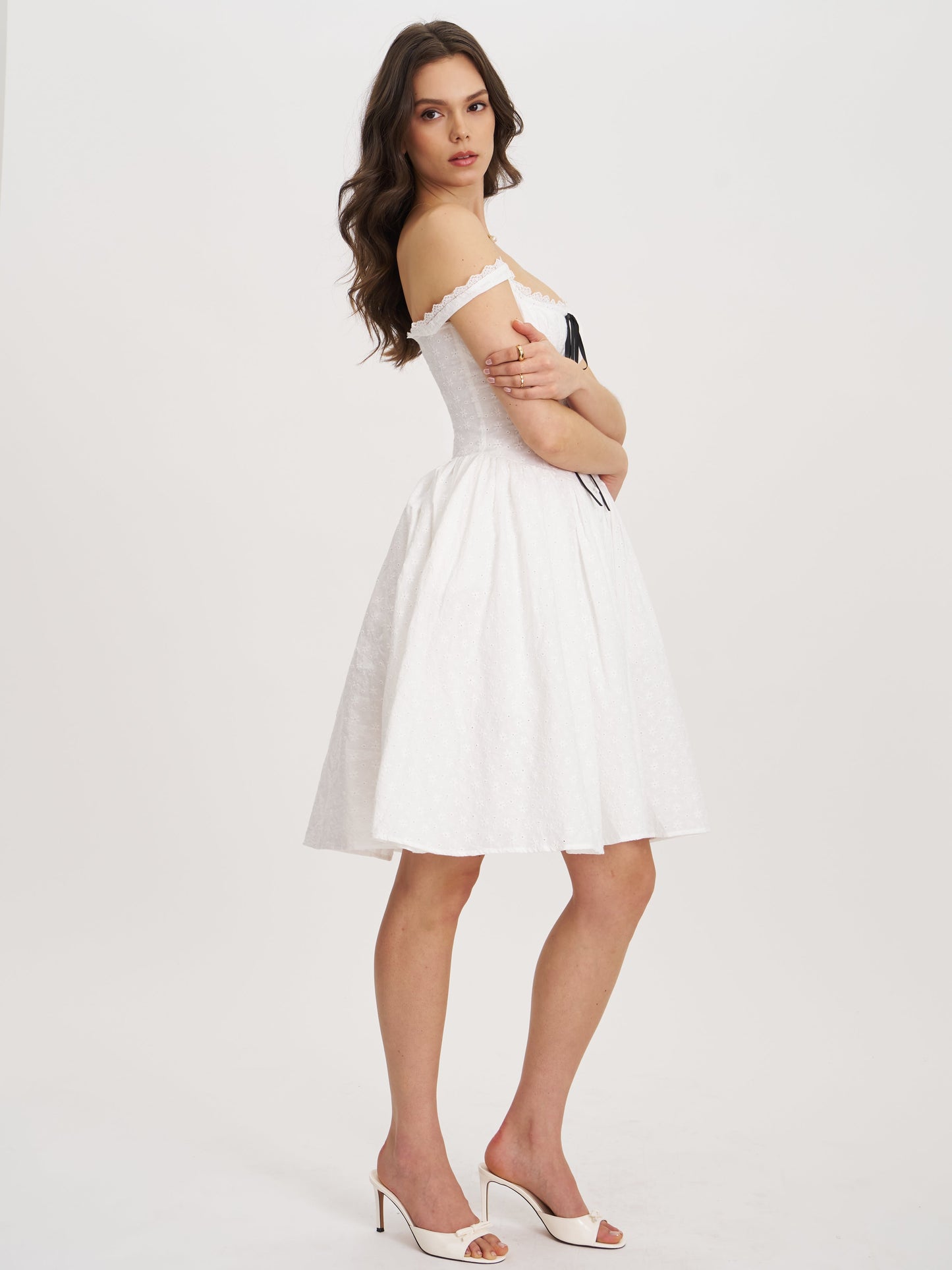 Madison Cotton Eyelet Square Neck Midi Dress