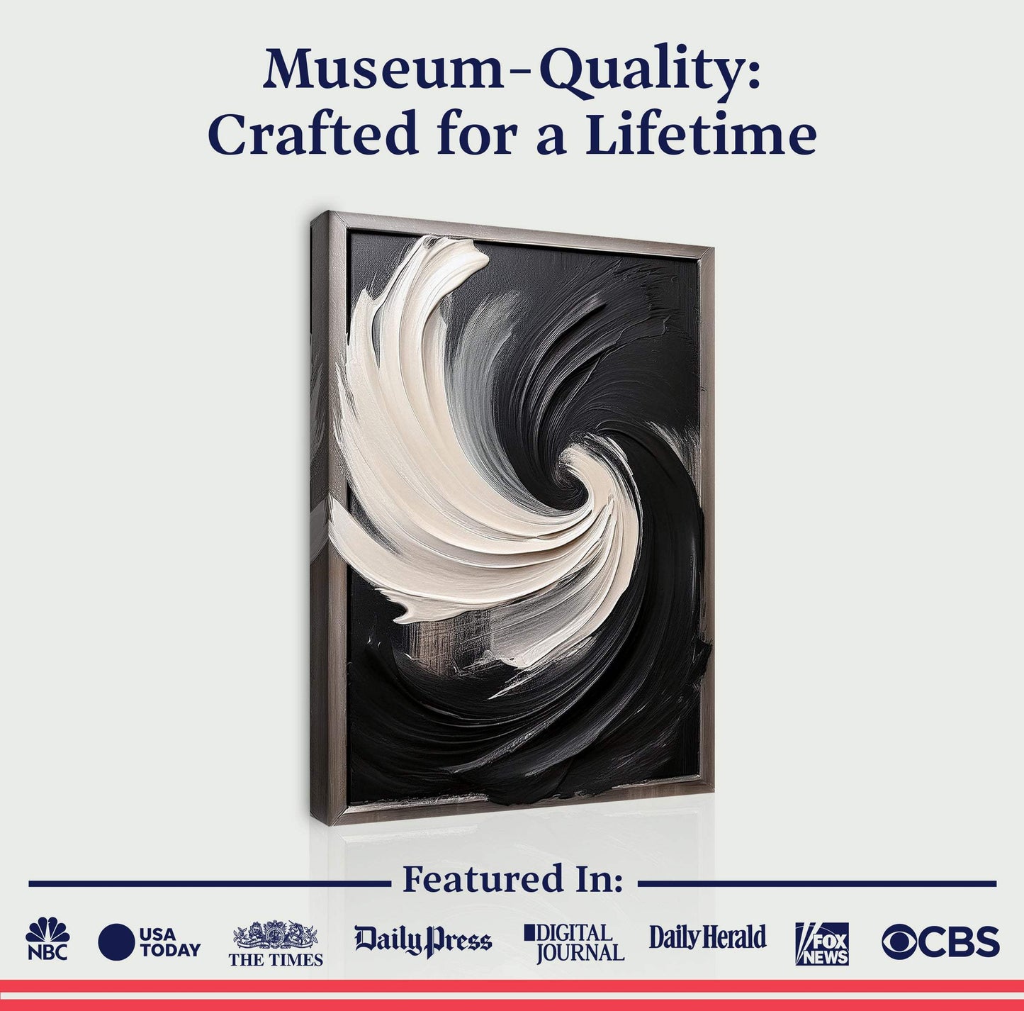 Black and White Vortex Abstract Wall Art - Tailored Canvases - Flyclothing LLC