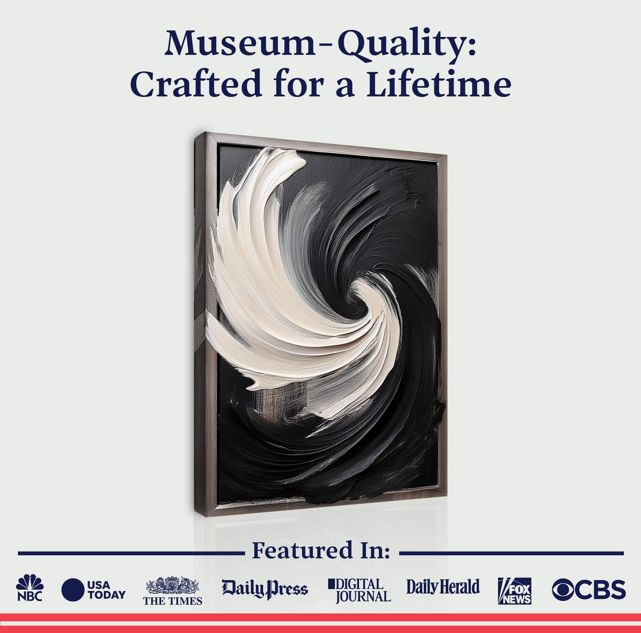 Black and White Vortex Abstract Wall Art - Tailored Canvases - Flyclothing LLC