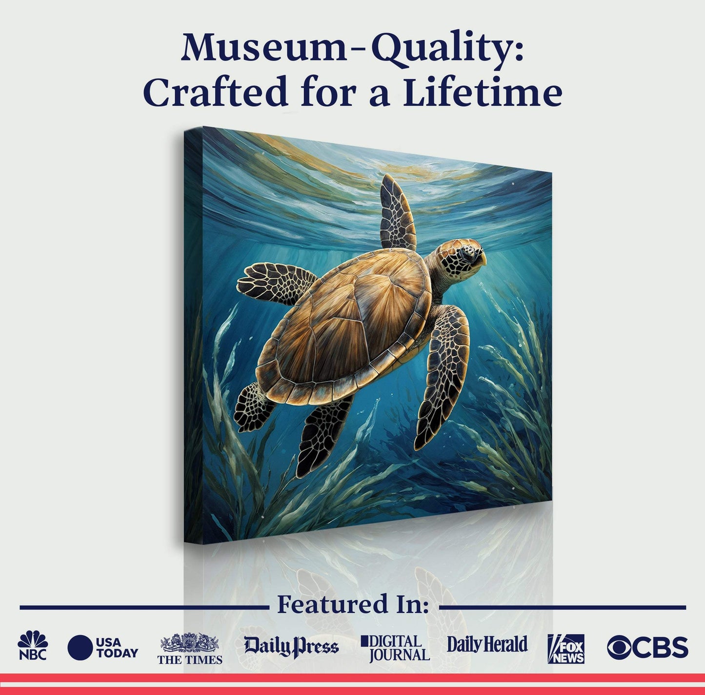 Turtle In Seagrass Coastal Wall Art - Tailored Canvases - Flyclothing LLC
