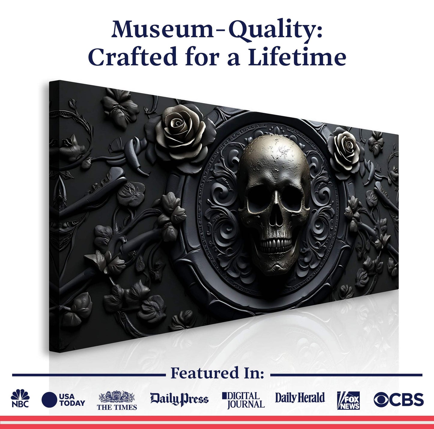 3D Rose and Skull Wall Art VI - Tailored Canvases - Flyclothing LLC