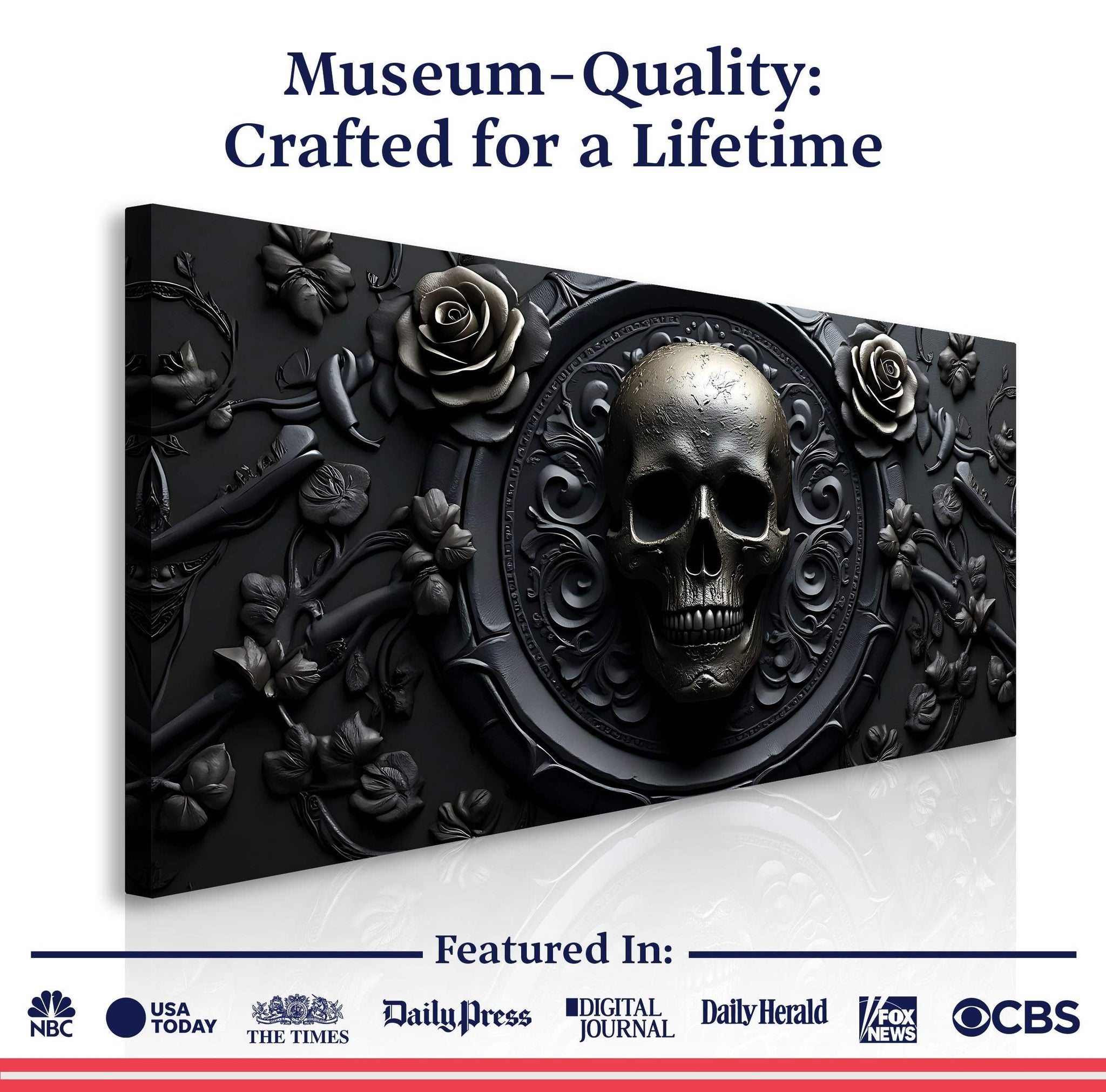 3D Rose and Skull Wall Art VI - Tailored Canvases - Flyclothing LLC