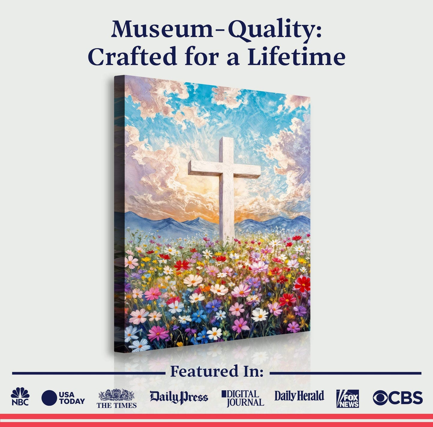 Cross Floral Field Faith Wall Art II - Tailored Canvases - Flyclothing LLC
