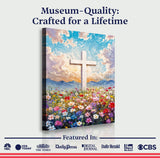 Cross Floral Field Faith Wall Art II - Tailored Canvases - Flyclothing LLC