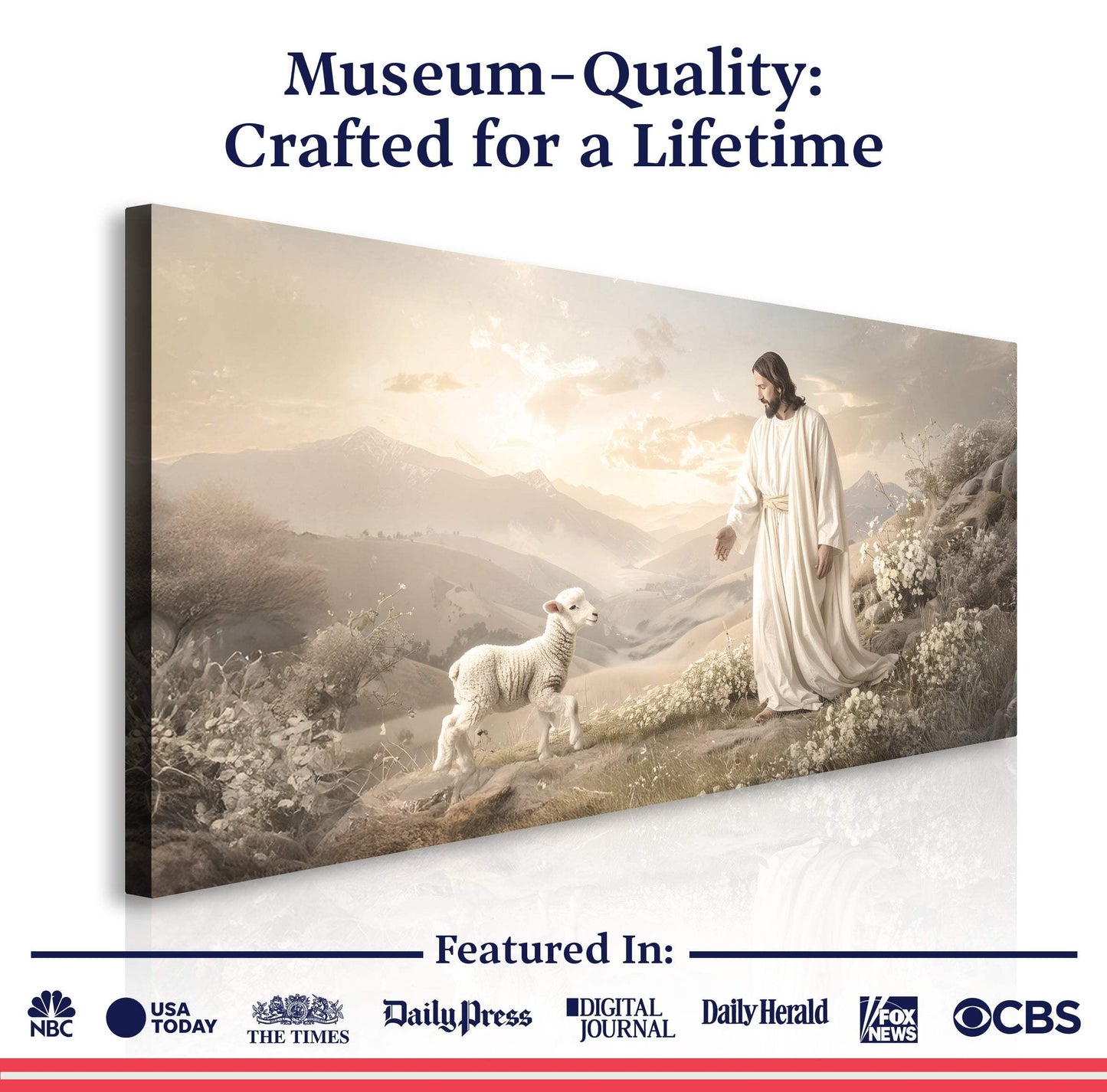 Jesus Protects The Lamb From Wolves Faith Wall Art X - Tailored Canvases - Flyclothing LLC