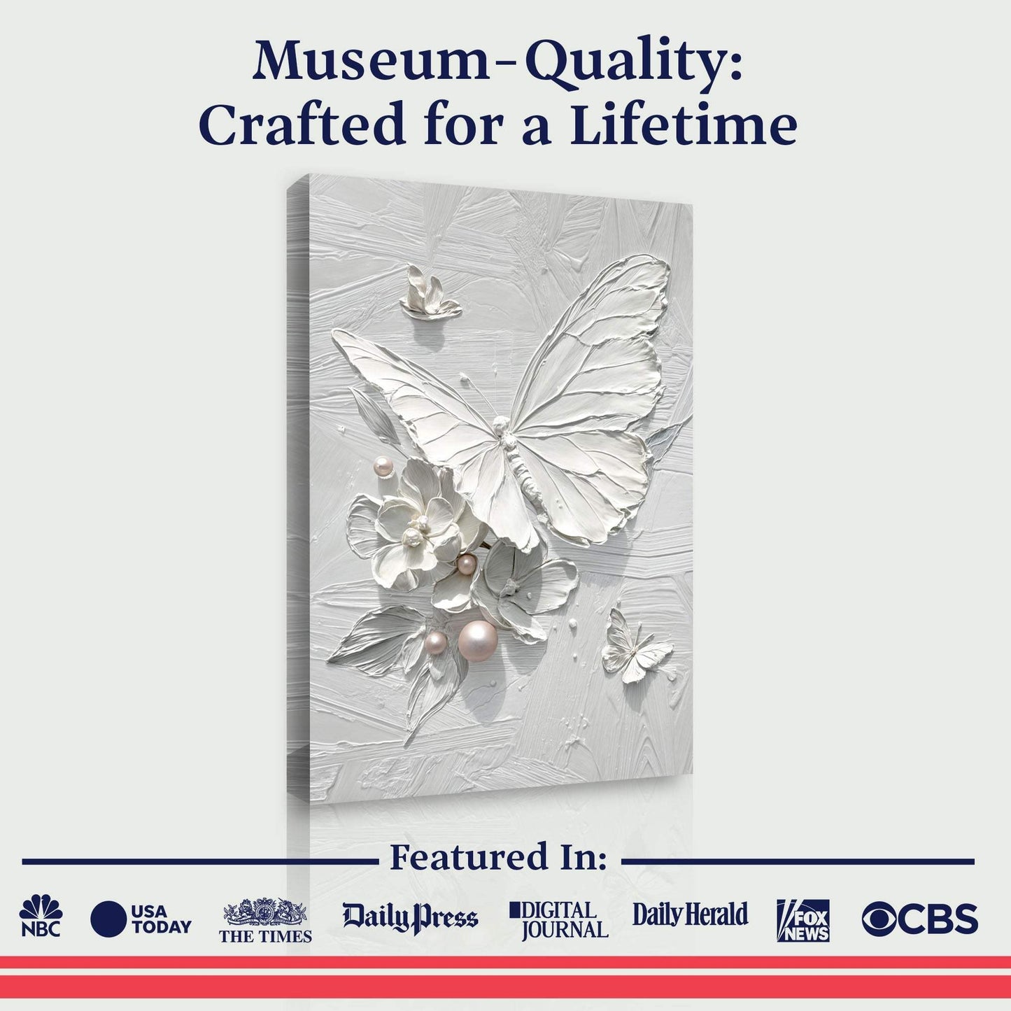 White Butterfly Wall Art - Tailored Canvases - Flyclothing LLC