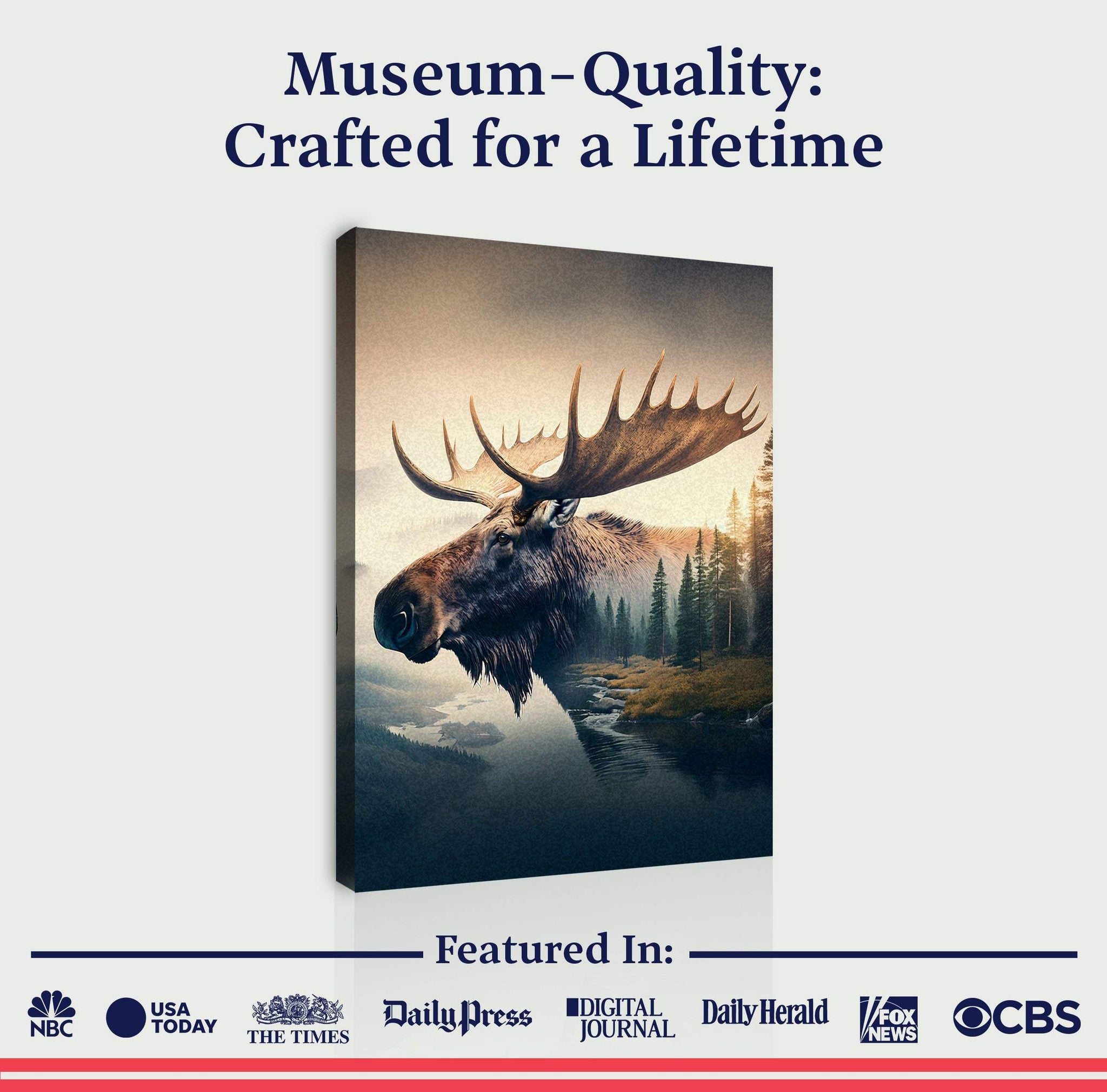 Moose Double Exposure Wall Art - Tailored Canvases - Flyclothing LLC