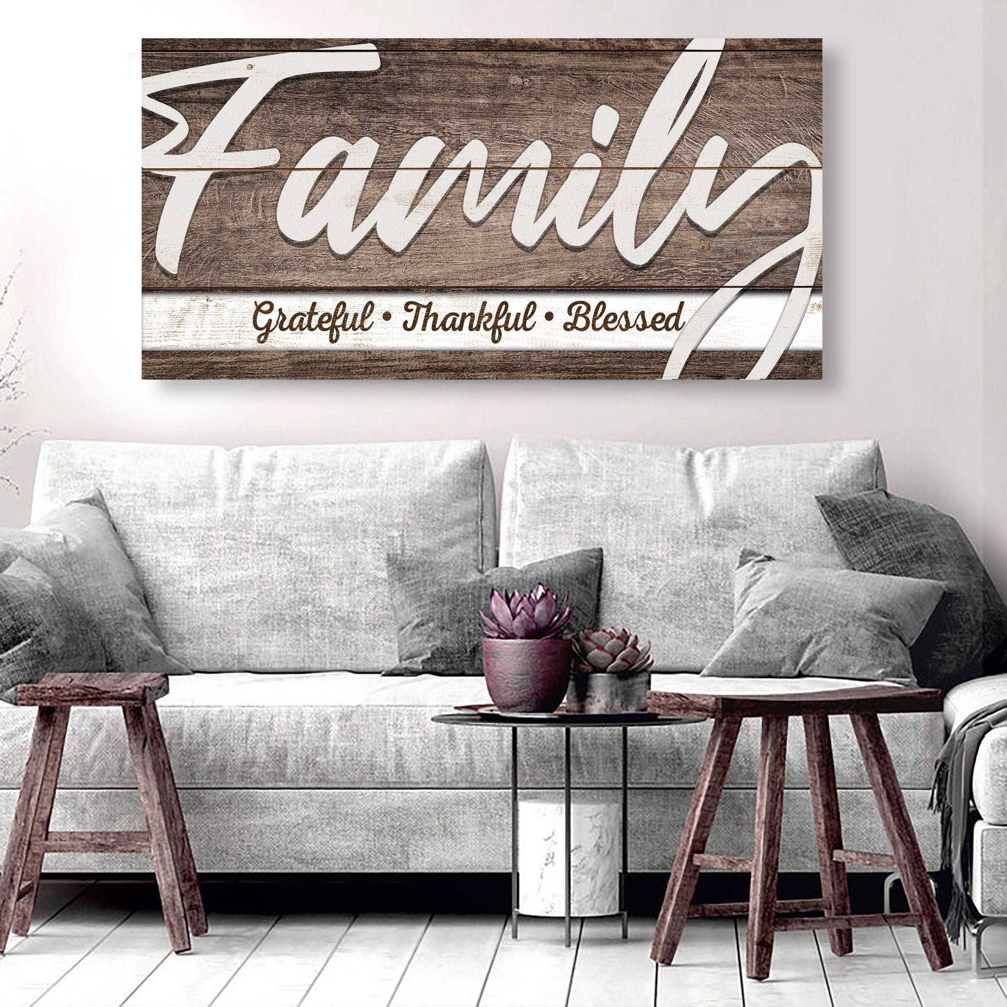 Grateful Thankful Blessed Family Sign III - Tailored Canvases - Flyclothing LLC
