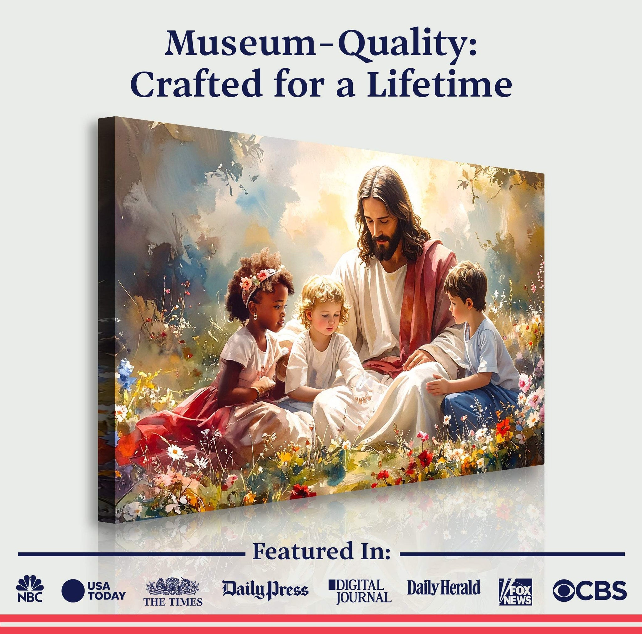 Jesus With Children Faith Wall Art VIII - Tailored Canvases - Flyclothing LLC
