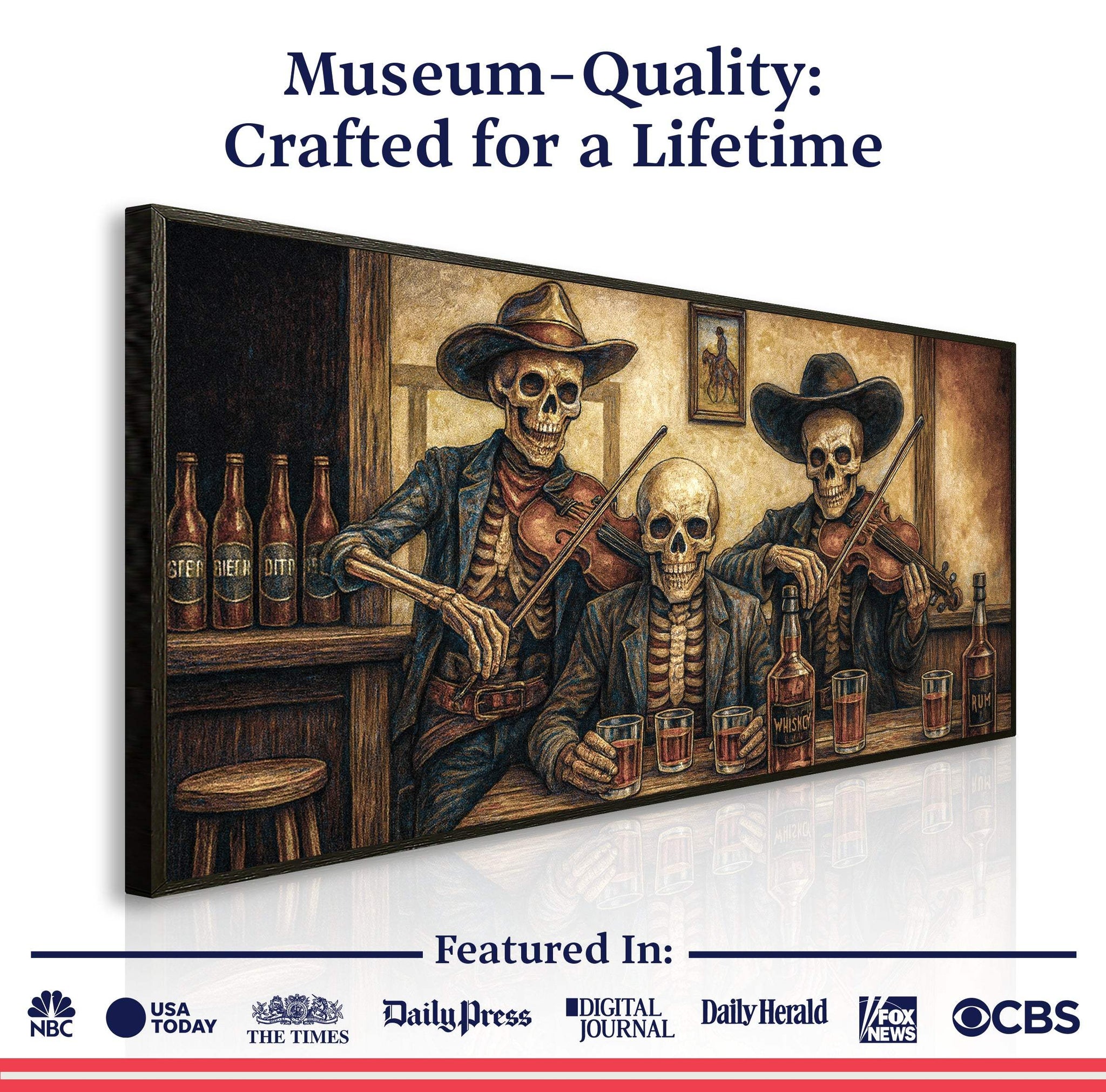 Cowboy Skeletons Western Bar Wall Art - Tailored Canvases - Flyclothing LLC