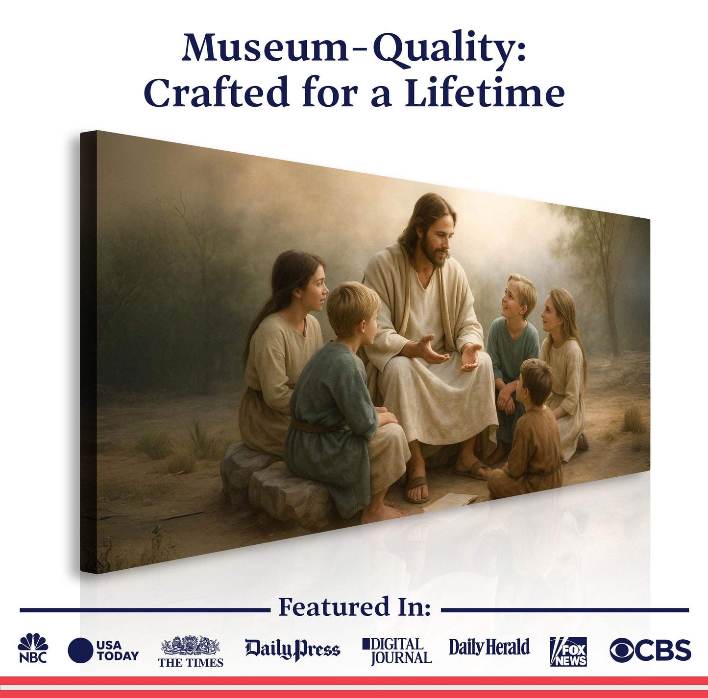 Jesus with Children Faith Wall Art III - Tailored Canvases - Flyclothing LLC