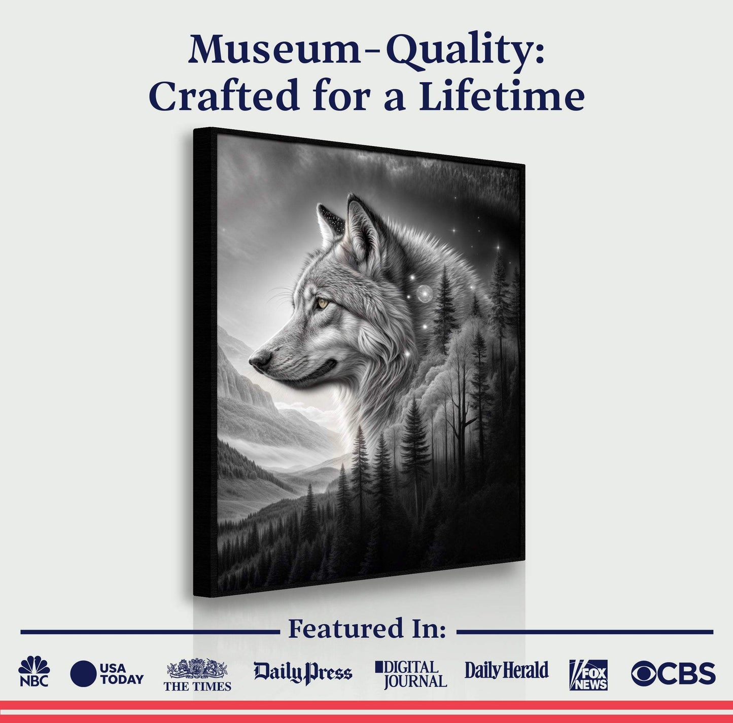 Wolf Double Exposure Wall Art II - Tailored Canvases - Flyclothing LLC