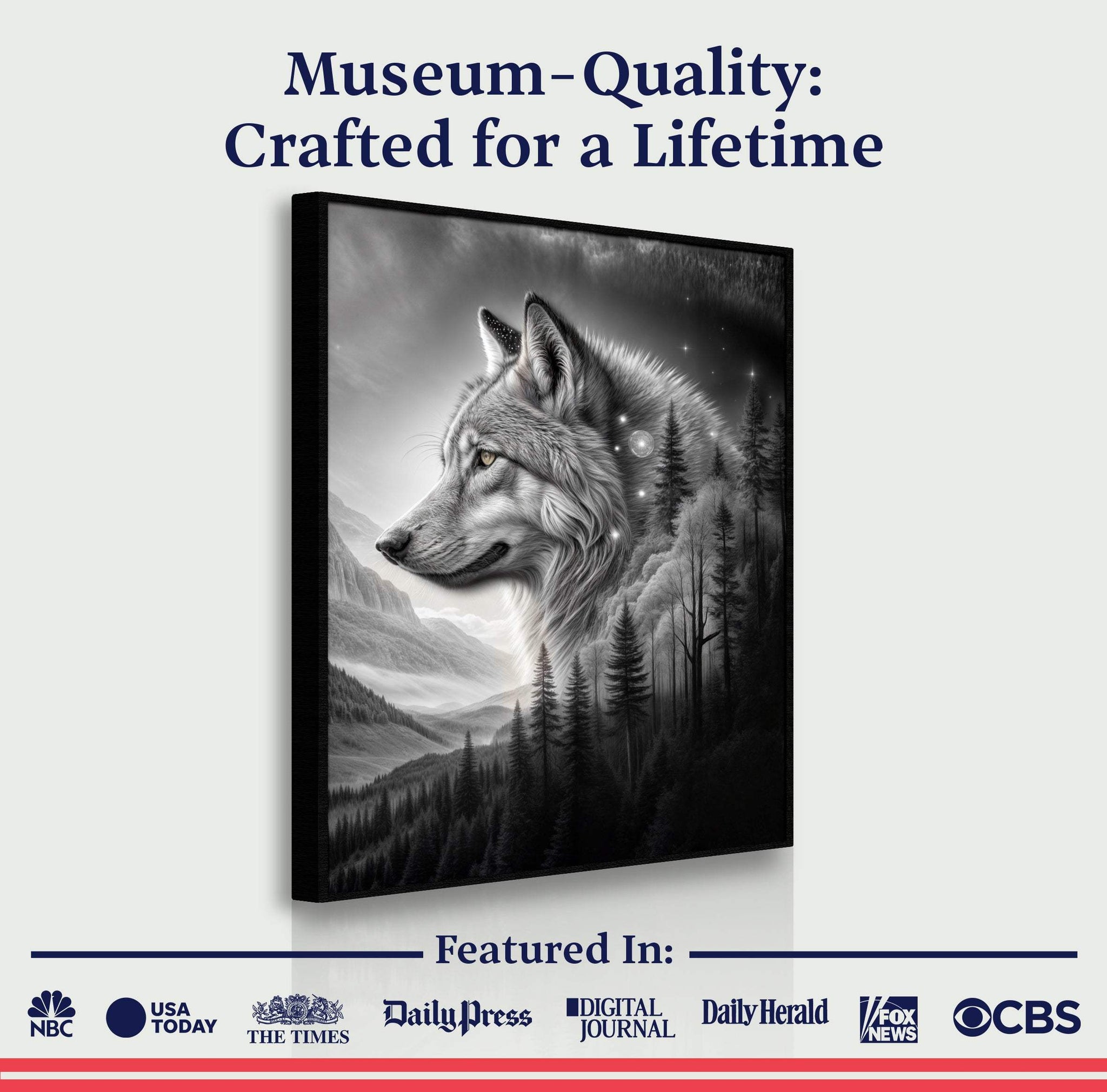 Wolf Double Exposure Wall Art II - Tailored Canvases - Flyclothing LLC