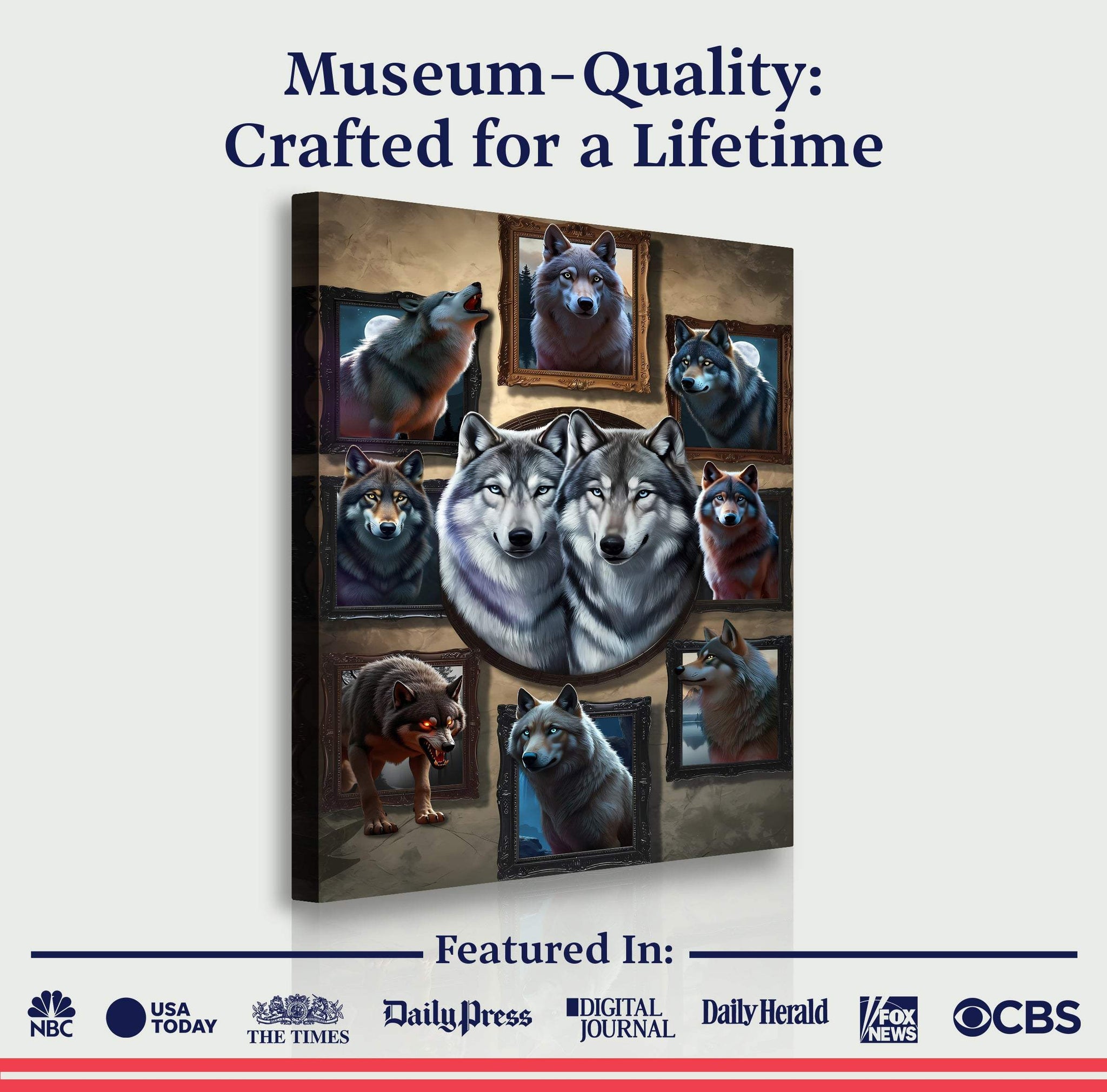 3D Wolf Collage Wall Art - Tailored Canvases - Flyclothing LLC