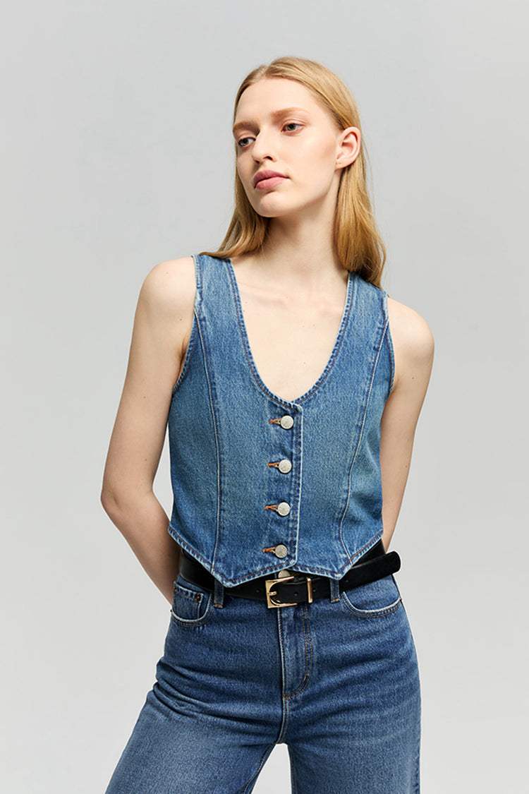 Blue Horizon Denim Vest HJ903 - Hey Joanie - Flyclothing LLC