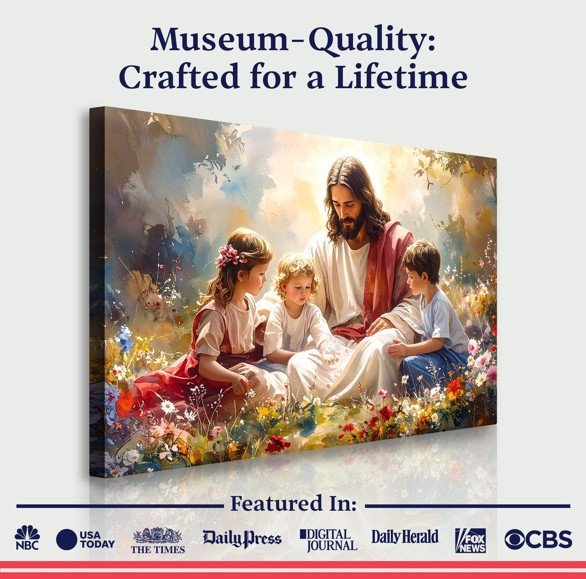 Jesus With Children Faith Wall Art II - Tailored Canvases - Flyclothing LLC
