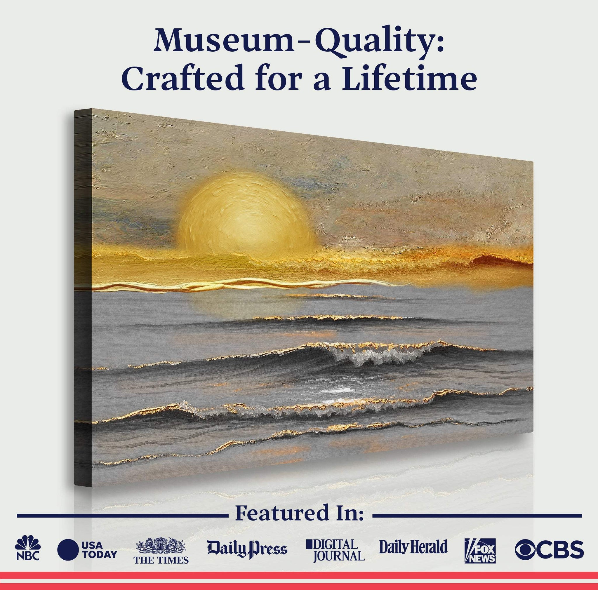 Golden Horizon Calm Wall Art - Tailored Canvases - Flyclothing LLC