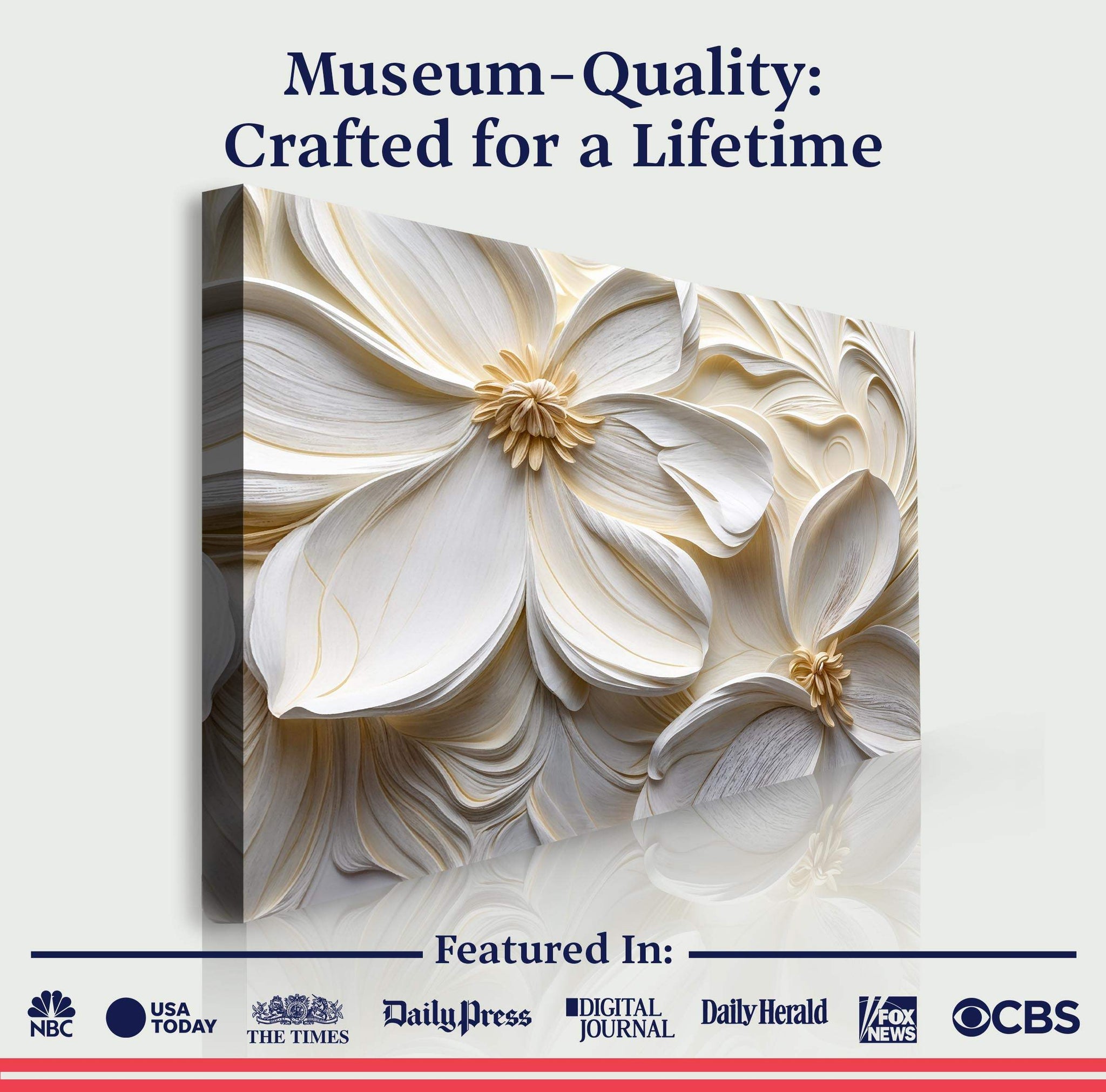 3D Minimalist Flower Wall Art II - Tailored Canvases - Flyclothing LLC